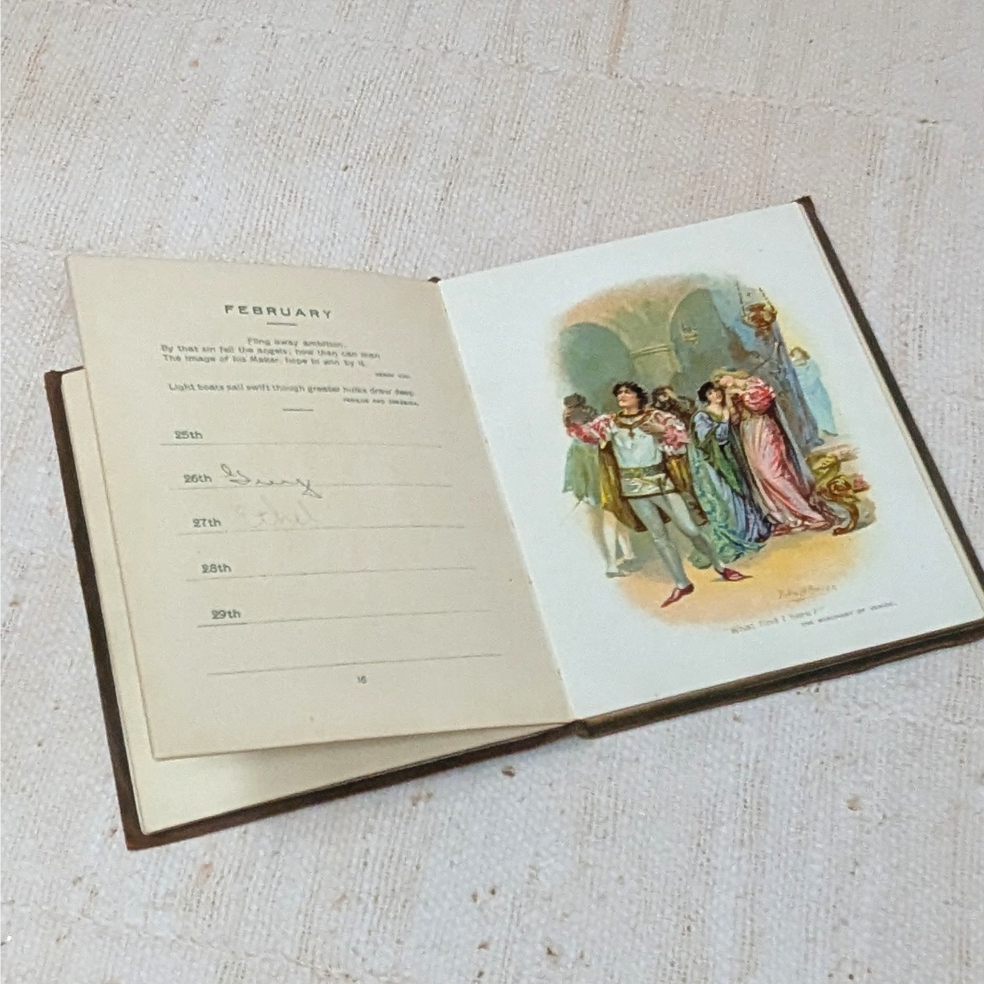 1904 Shakespeare Birthday Book – "Happy Days" Leather-Bound Edwardian Archive