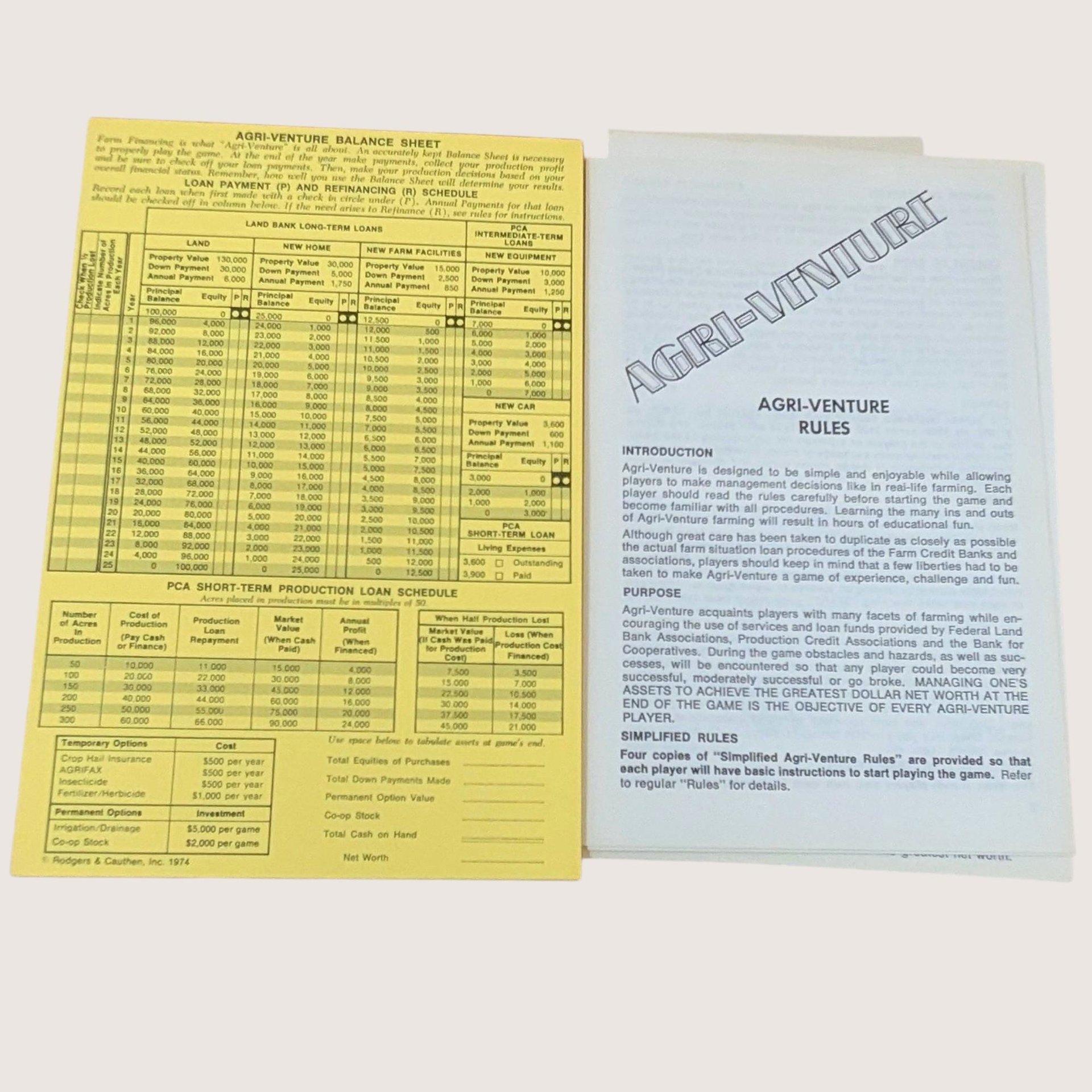 1974 Agri-Venture Board Game