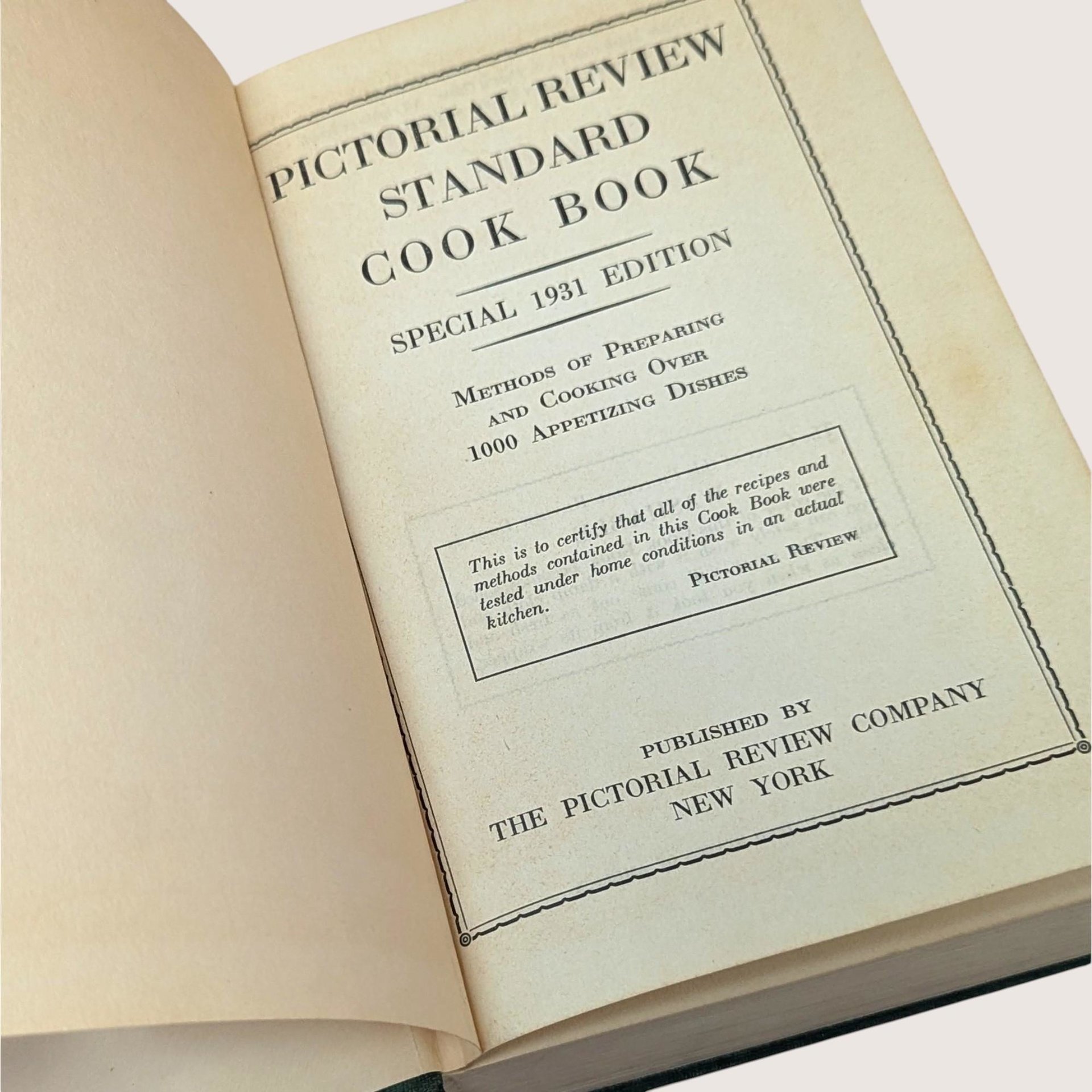1931 Pictorial Review Standard Cook Book Hardcover 