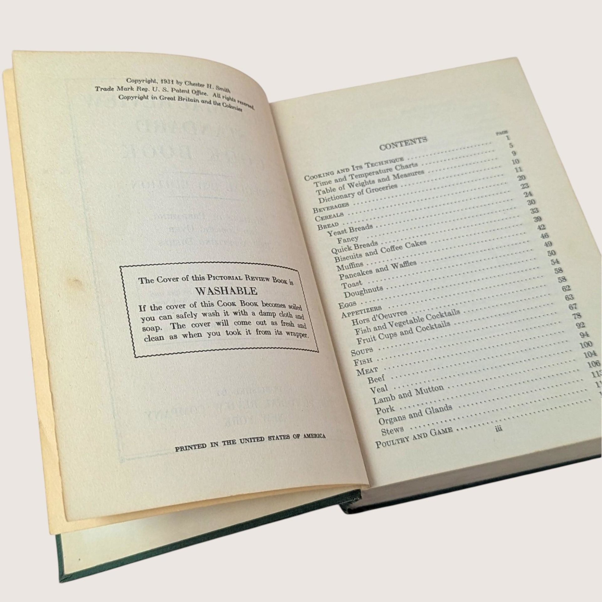 1931 Pictorial Review Standard Cook Book Hardcover 