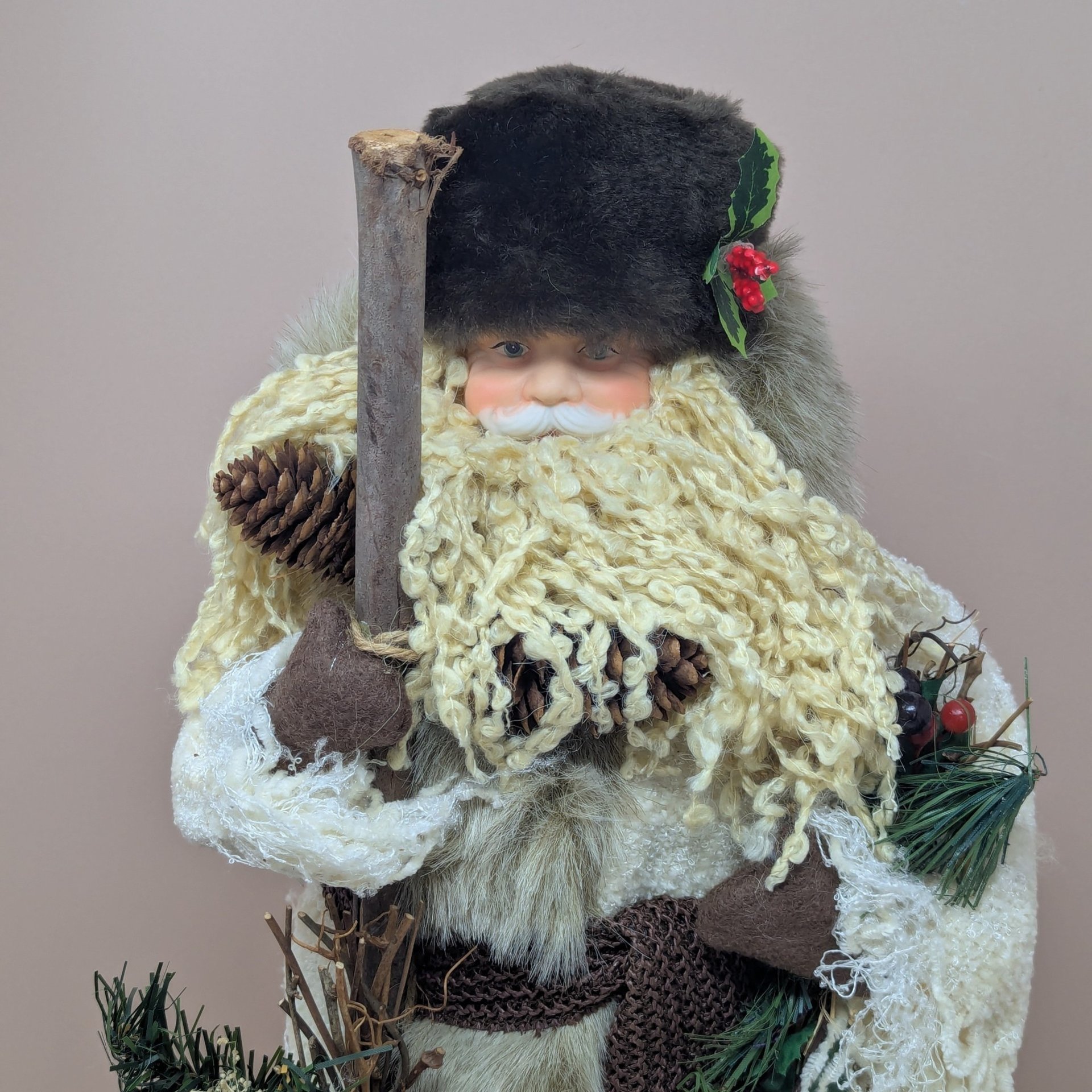 2000 Grandeur Noel Fabric Santa – Serene  Rustic Holiday Decor