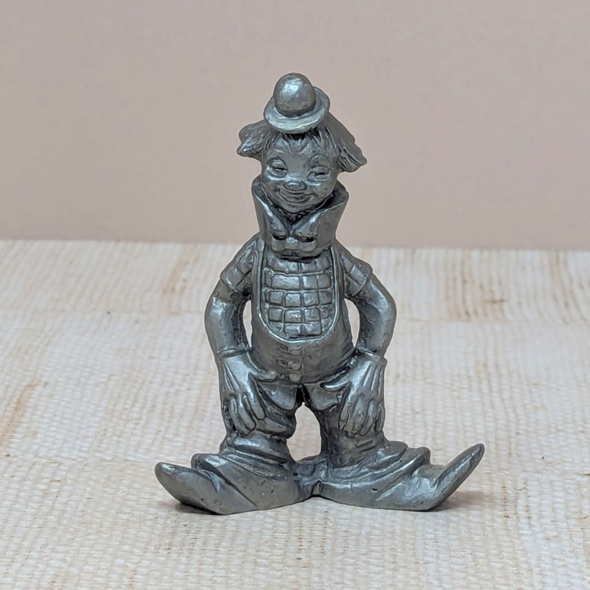 1980s Pewter Clown Figurine Set – Miniature Circus Vibe Curio Shelf Collection