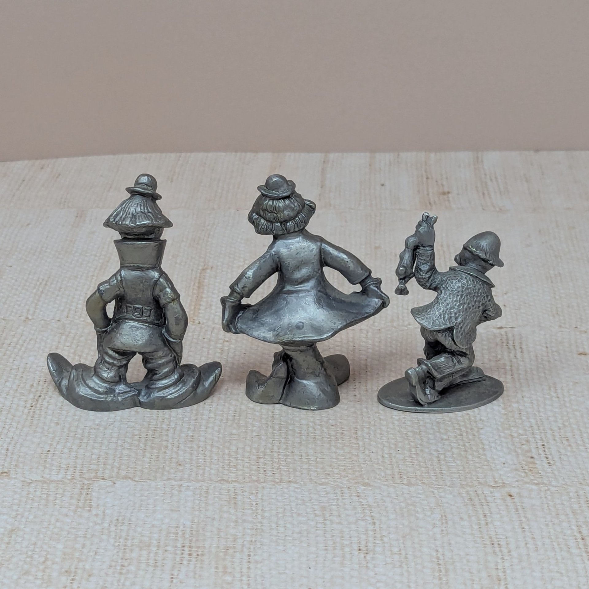 1980s Pewter Clown Figurine Set – Miniature Circus Vibe Curio Shelf Collection