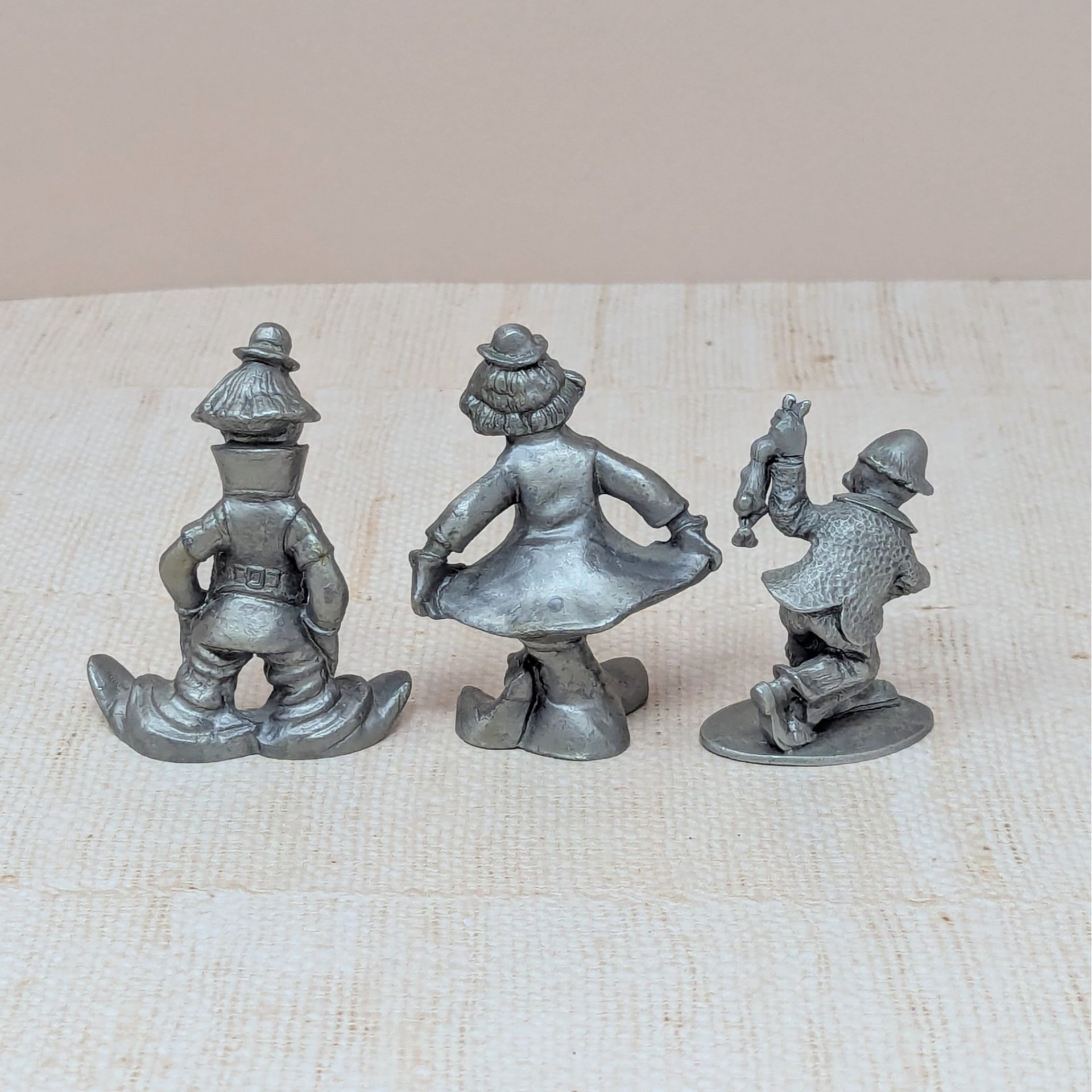 1980s Pewter Clown Figurine Set 