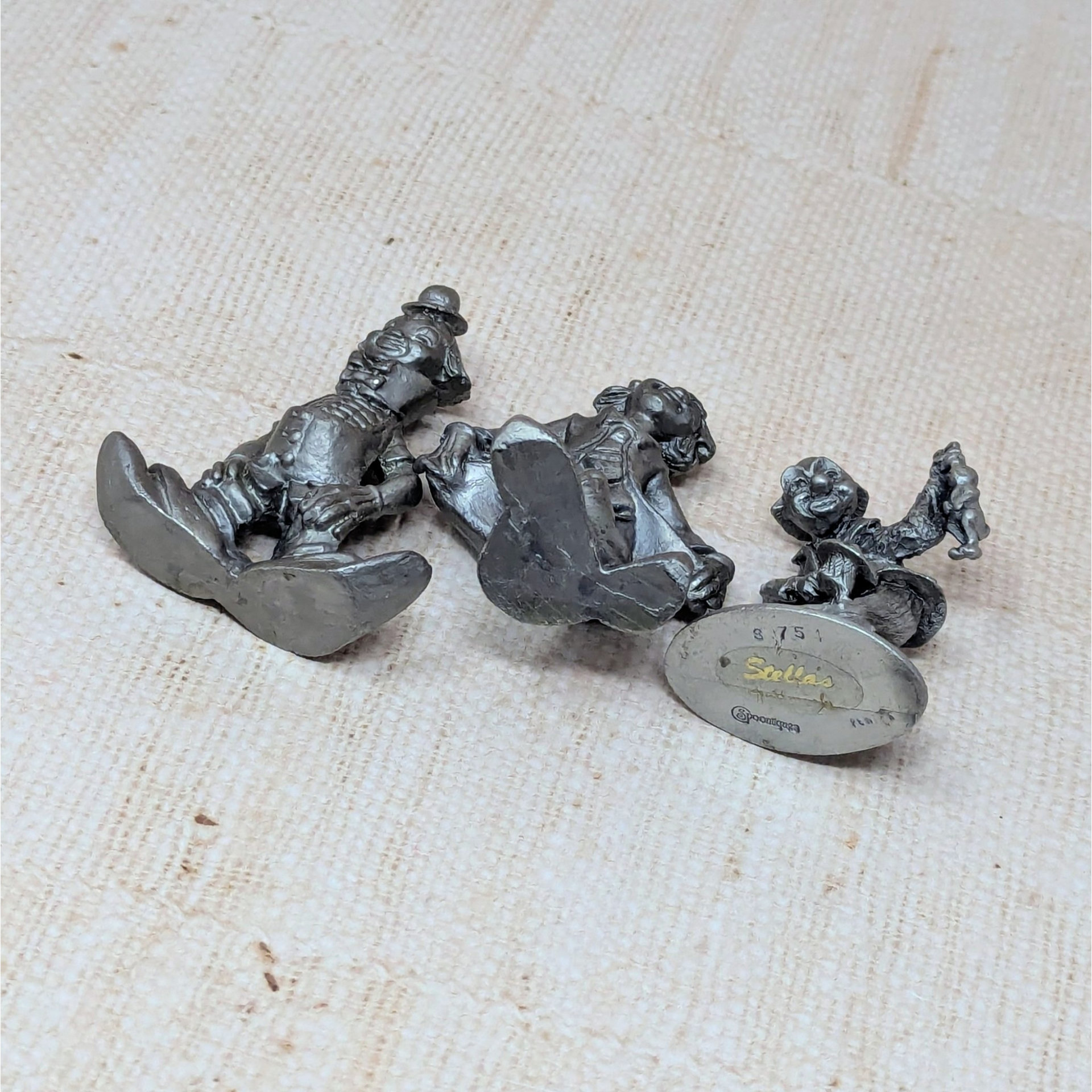 1980s Pewter Clown Figurine Set 