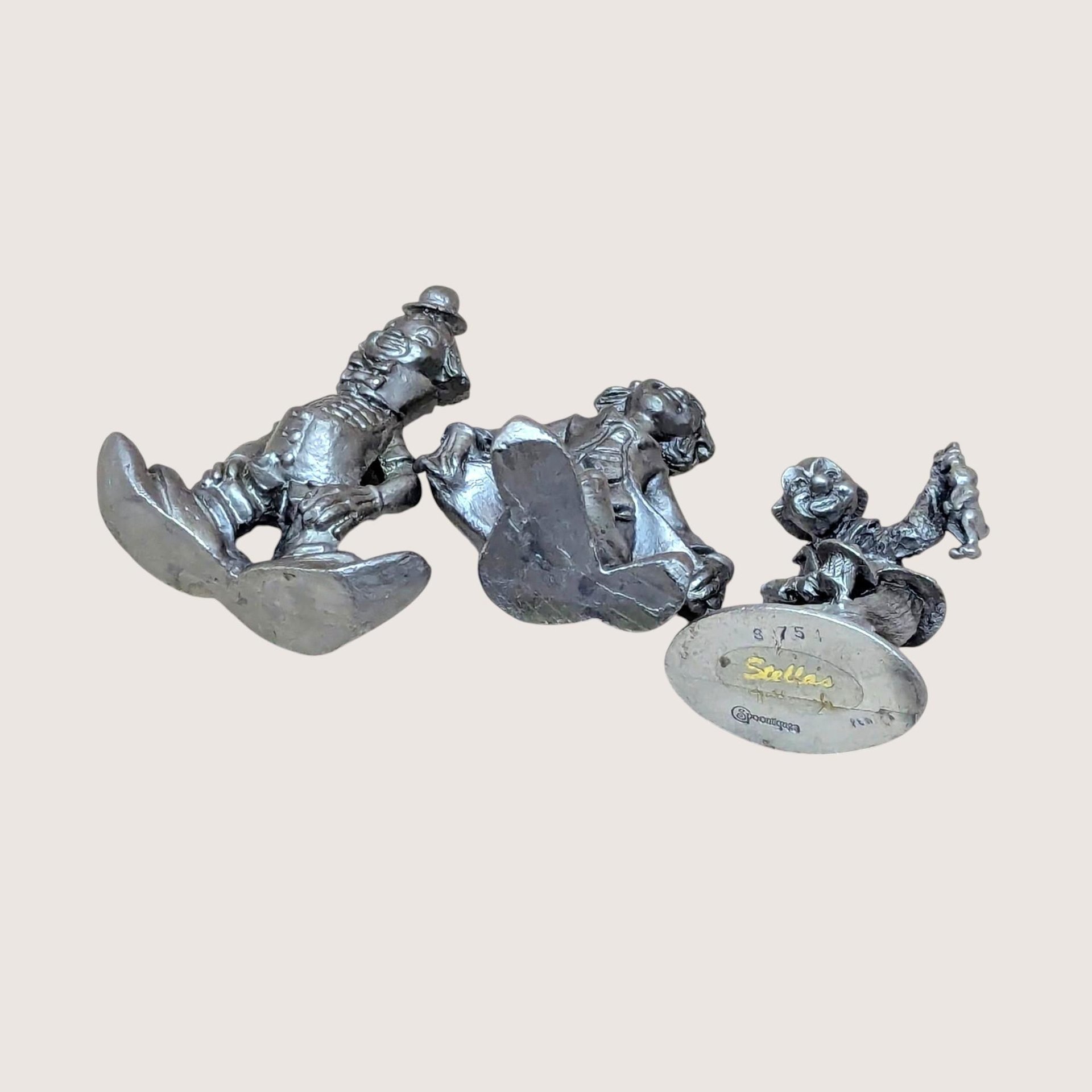 1980s Pewter Clown Figurine Set 