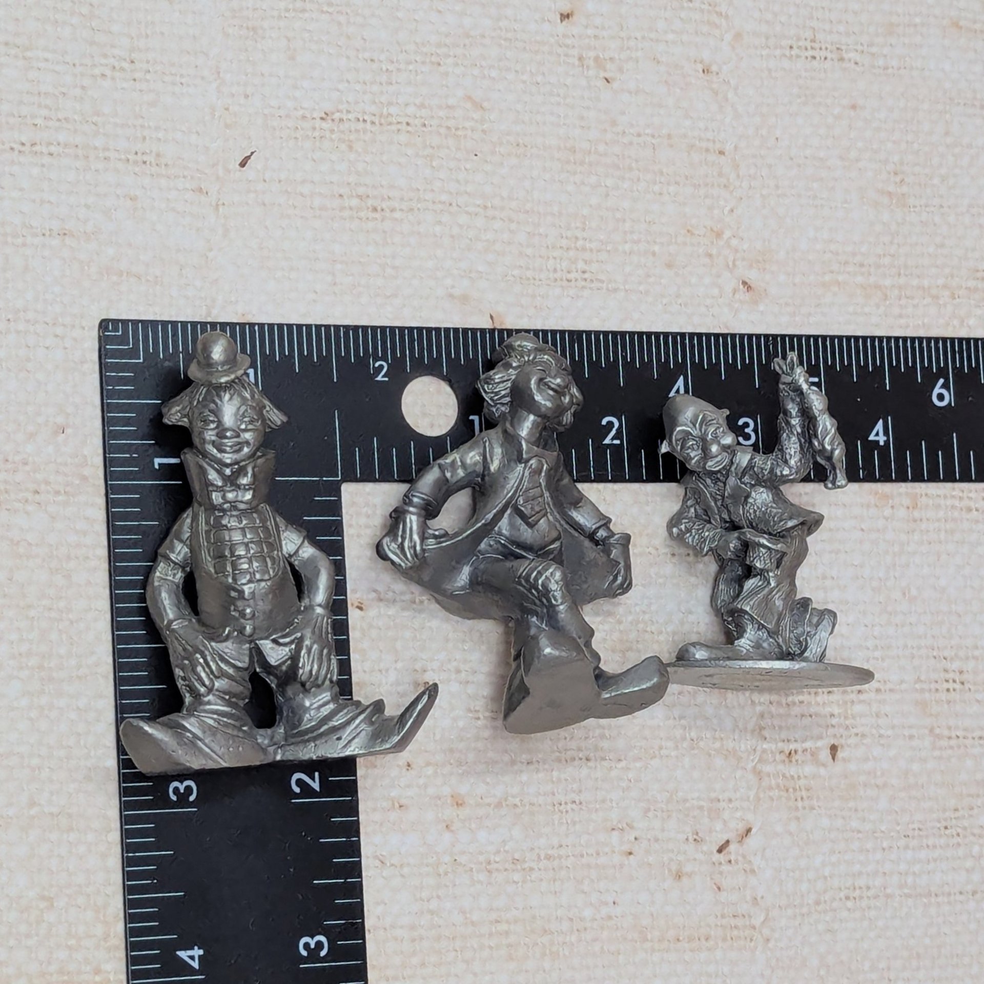 1980s Pewter Clown Figurine Set – Miniature Circus Vibe Curio Shelf Collection