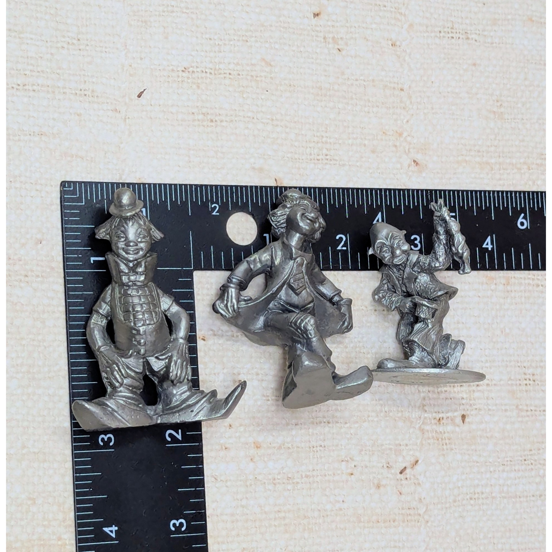 1980s Pewter Clown Figurine Set 