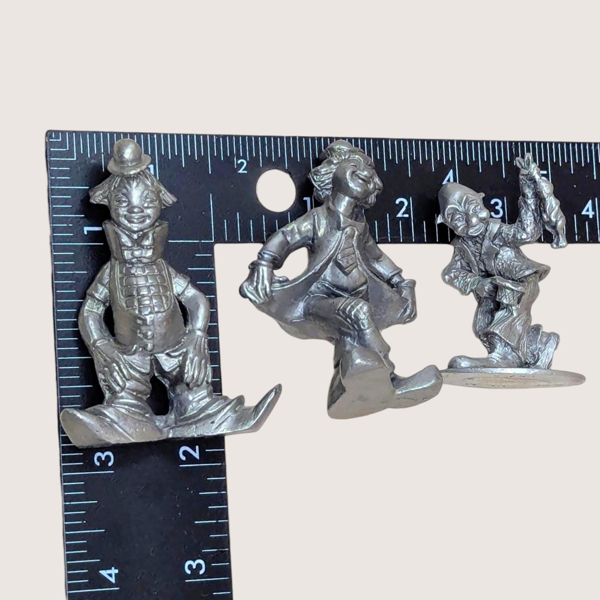 1980s Pewter Clown Figurine Set 