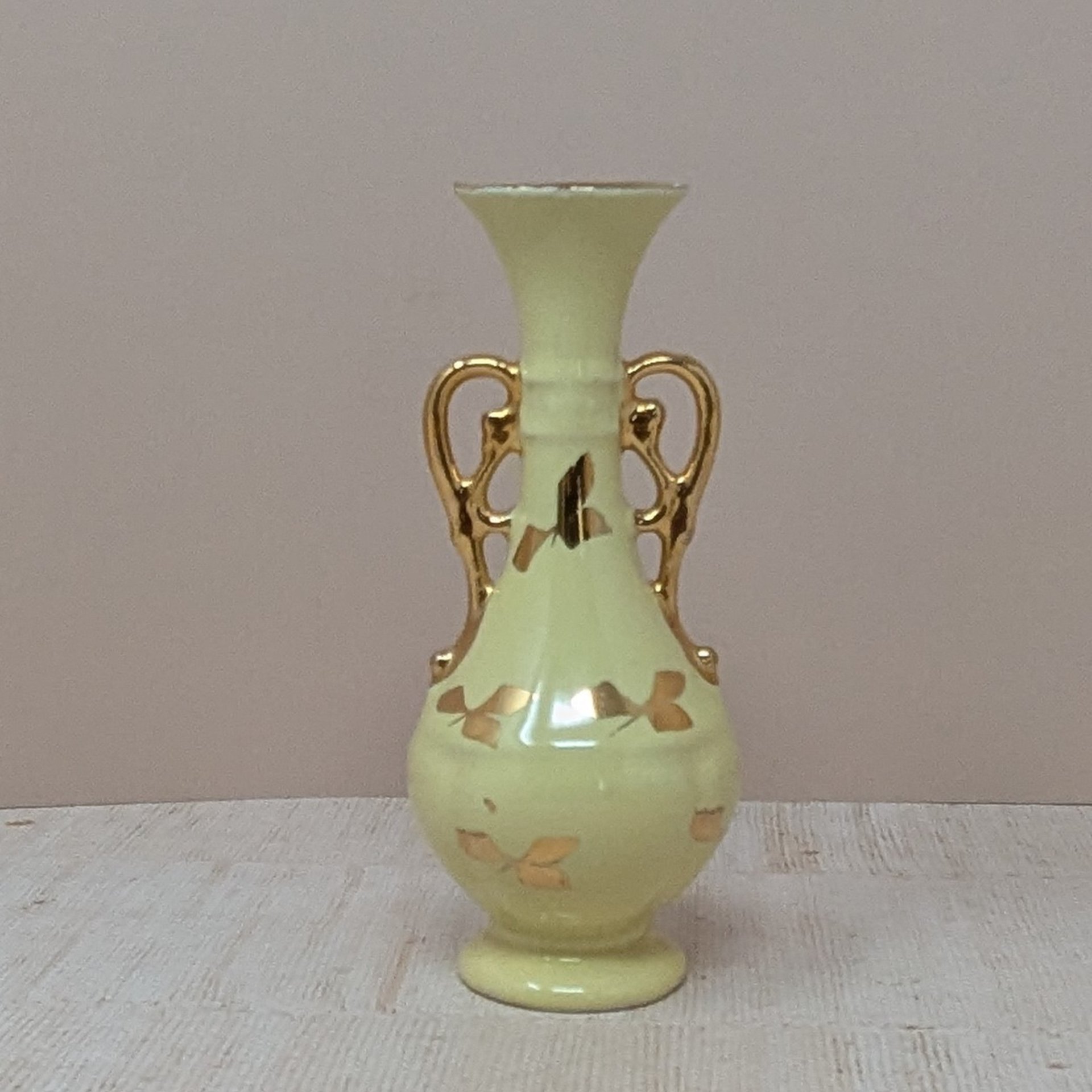 Vintage Yellow & Gold Ceramic Vase Collection – Mid Century Spring Decor
