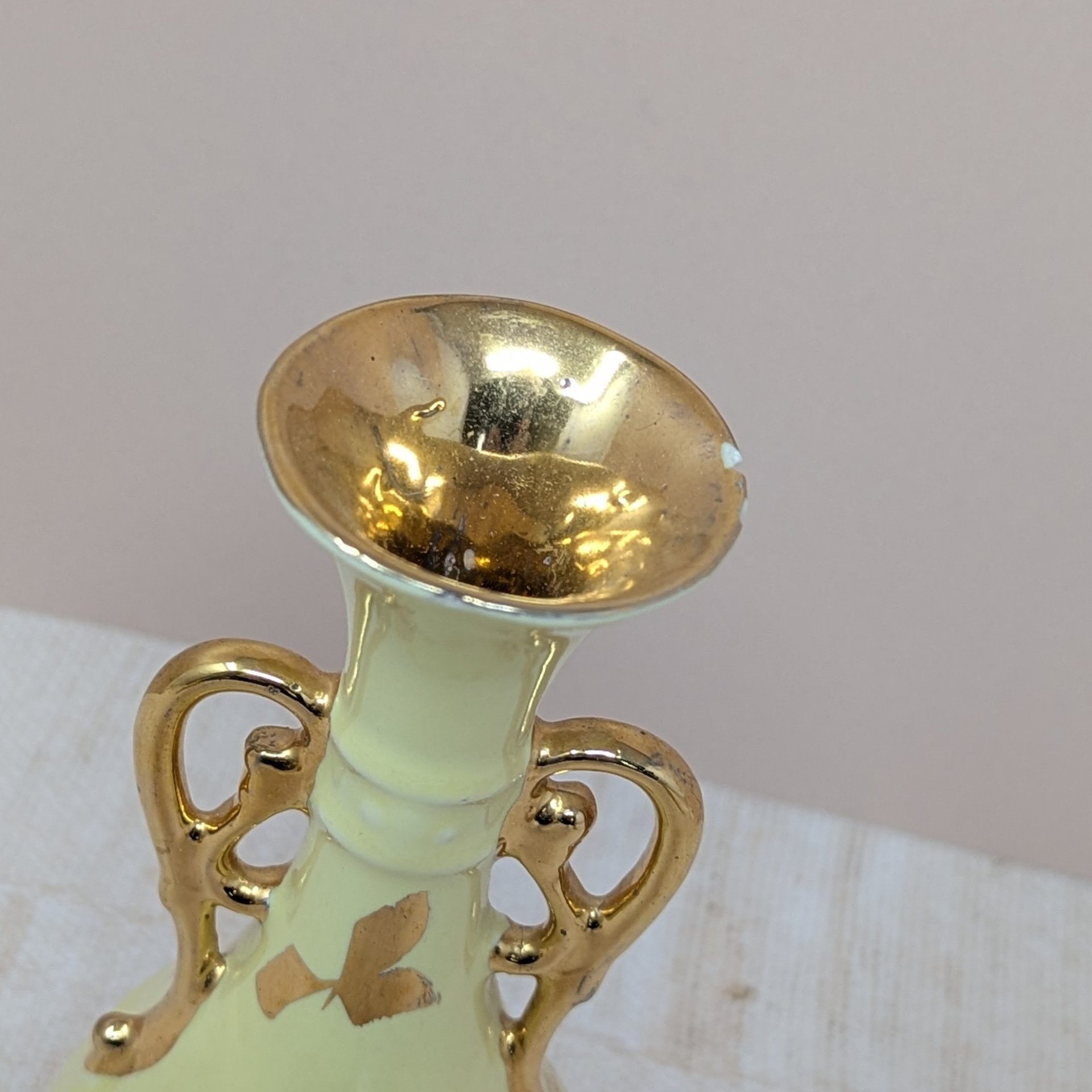 Vintage Yellow & Gold Ceramic Vase Collection – Mid Century Spring Decor