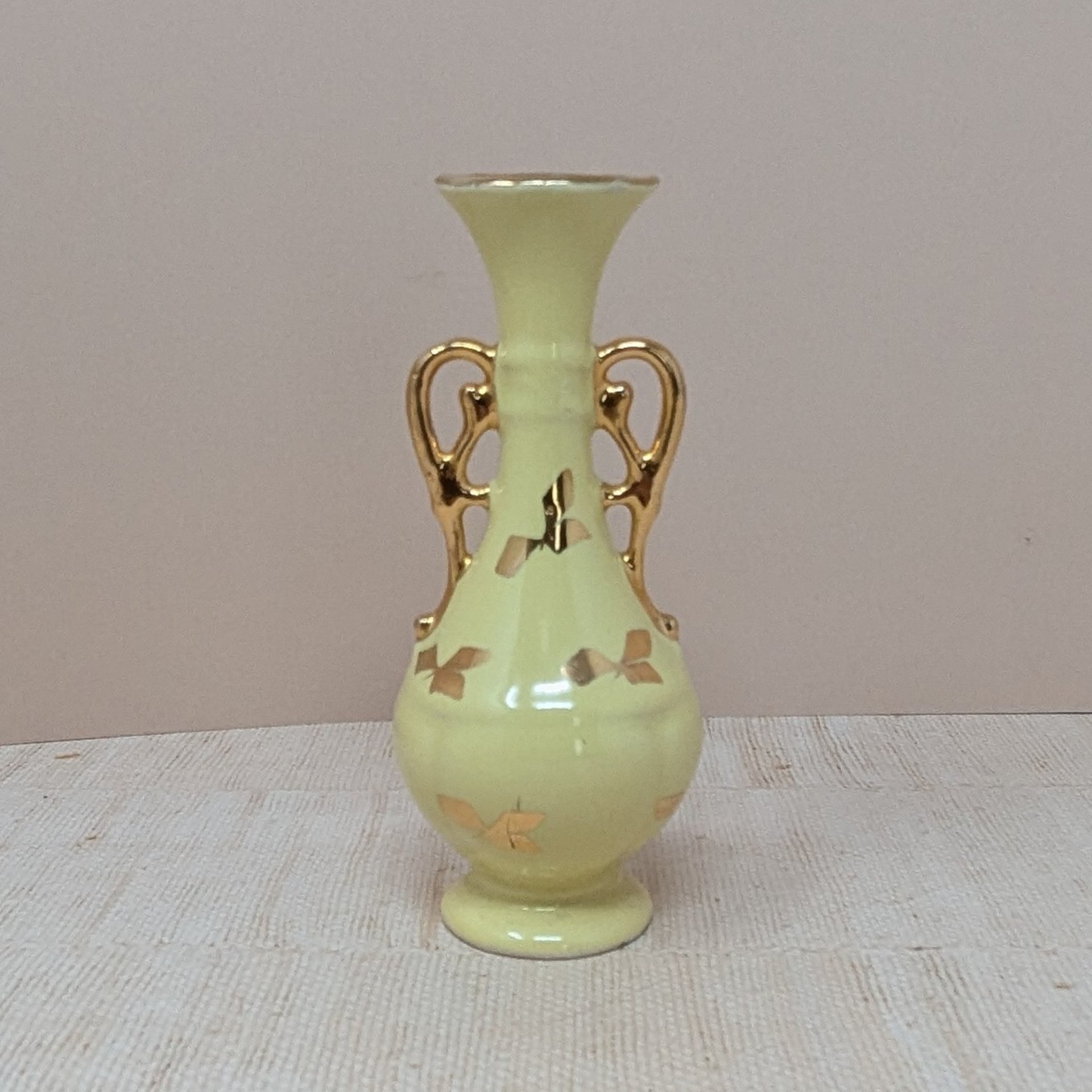 Vintage Yellow & Gold Ceramic Vase Collection – Mid Century Spring Decor