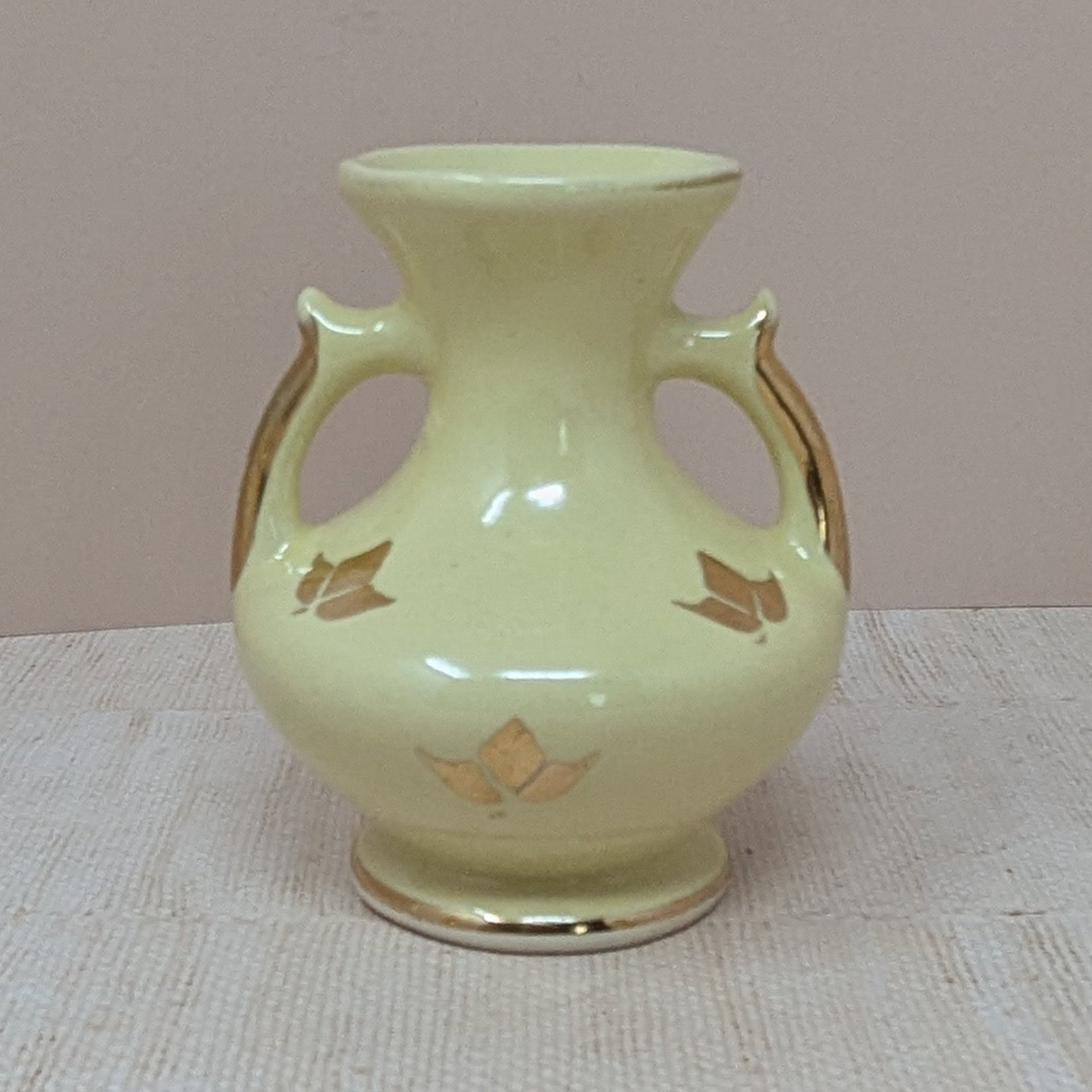 Vintage Yellow & Gold Ceramic Vase Collection – Mid Century Spring Decor