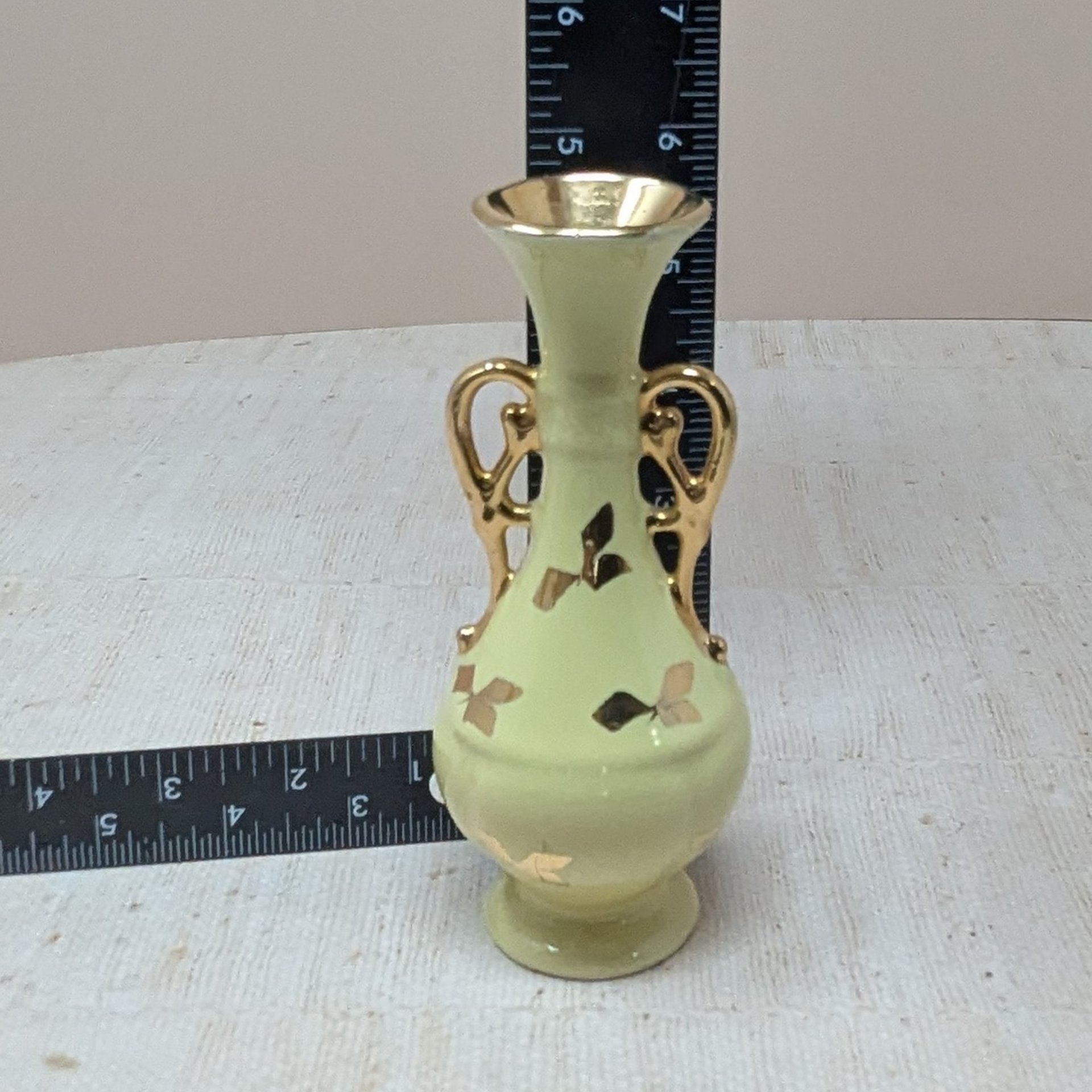 Vintage Yellow & Gold Ceramic Vase Collection – Mid Century Spring Decor