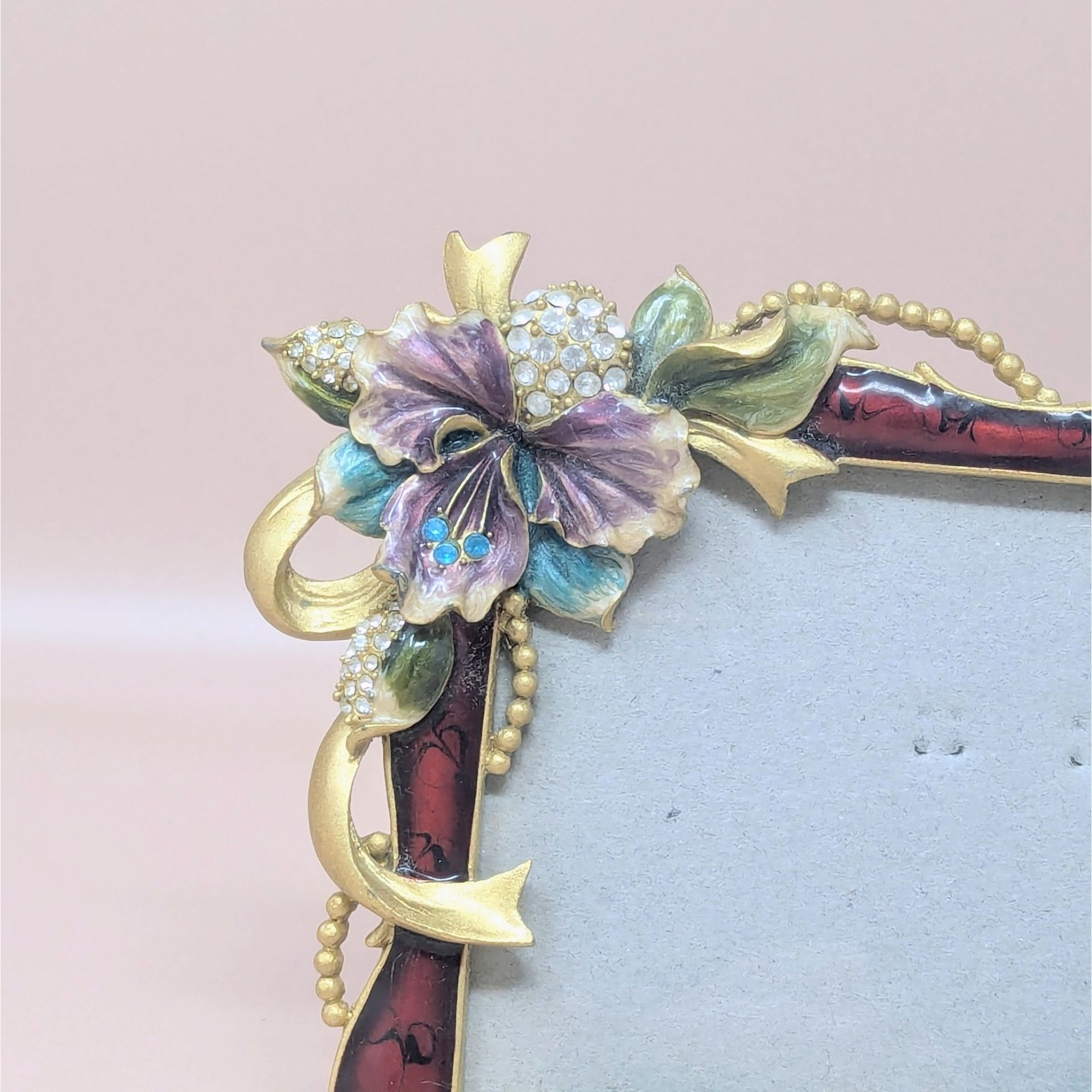 Vintage Jeweled High Heel Enamel Photo Frame 