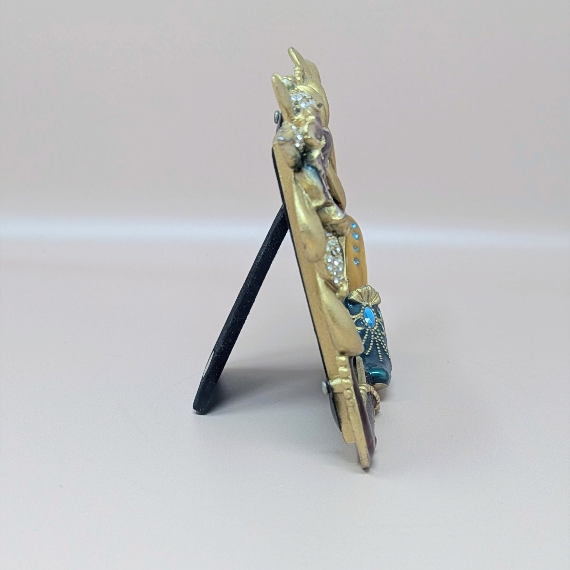 Vintage Jeweled High Heel Enamel Photo Frame 