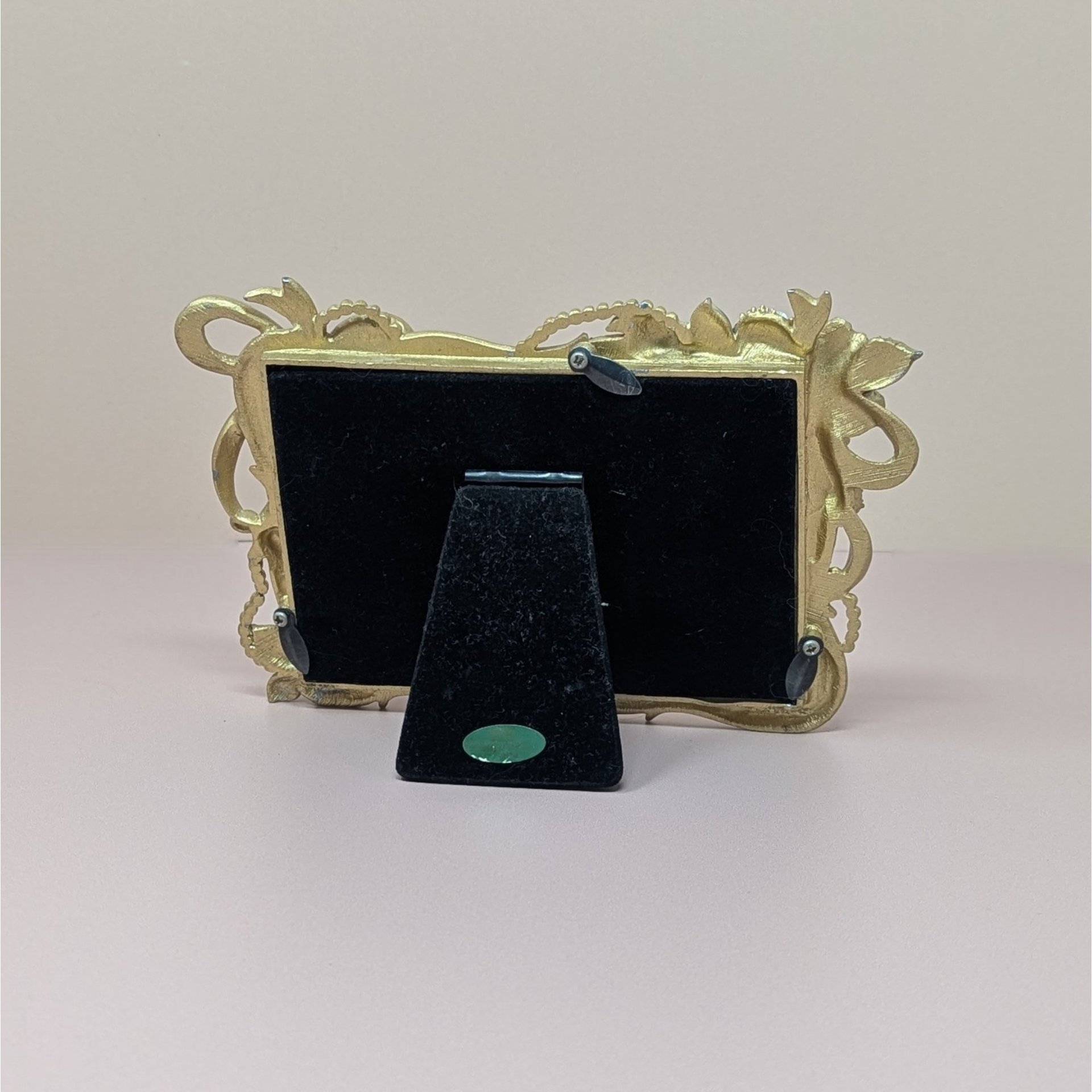 Vintage Jeweled High Heel Photo Frame – Enameled Flower & Crystal 3.5x5