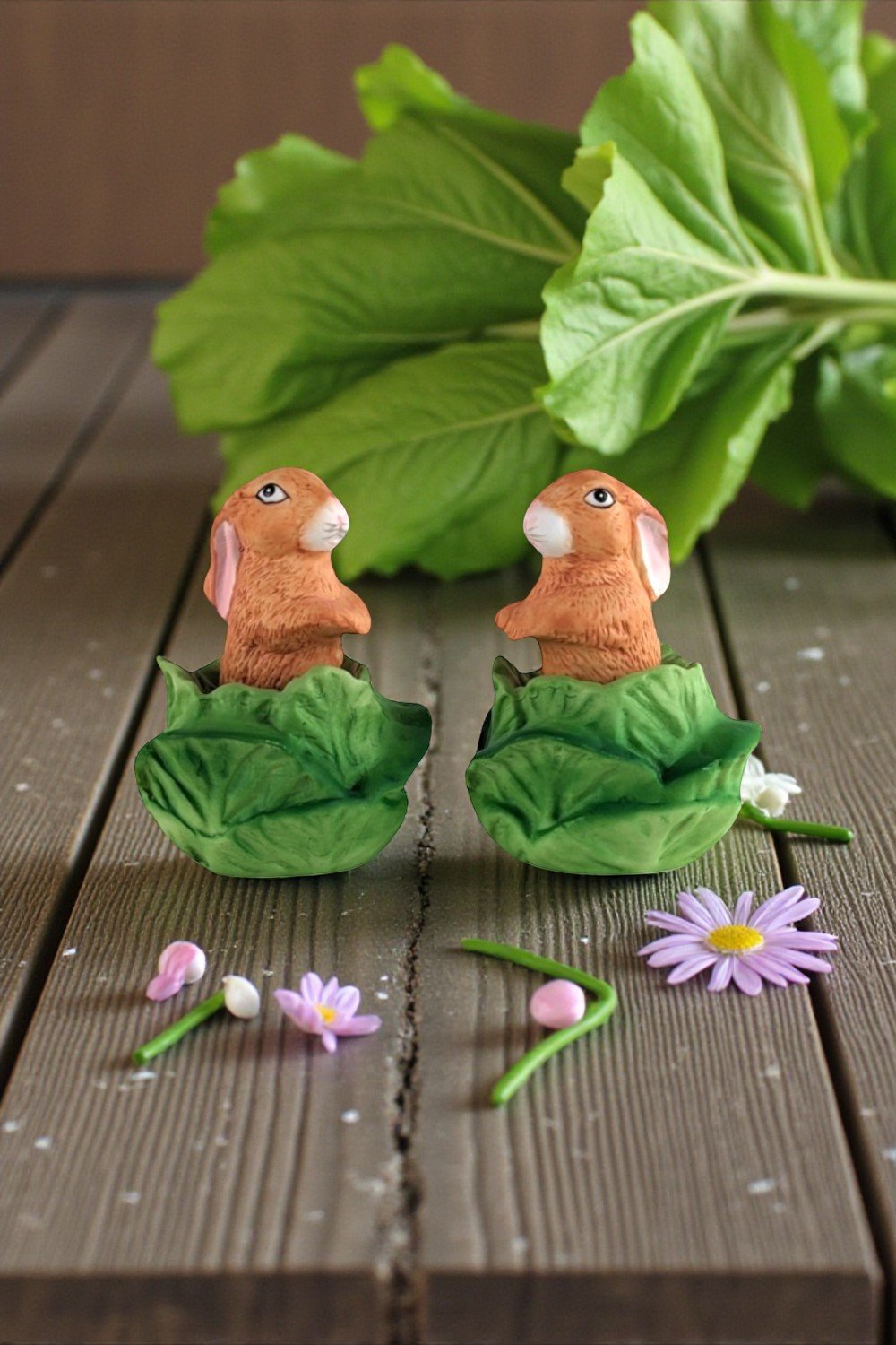 Vintage Bunny in Lettuce Figurines