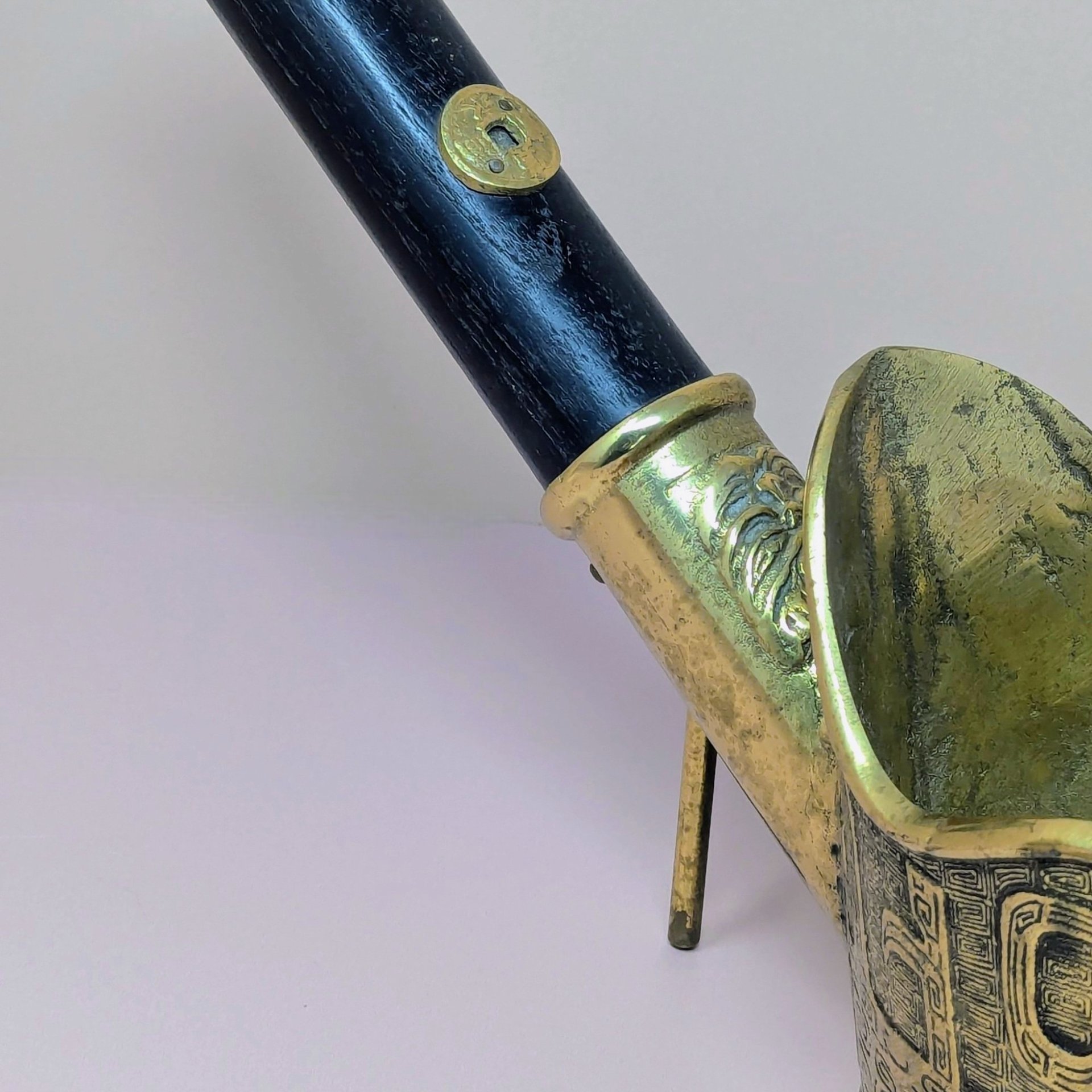 1950 Chinese Brass Silk Iron – Mid-century Living Room Global Decor
