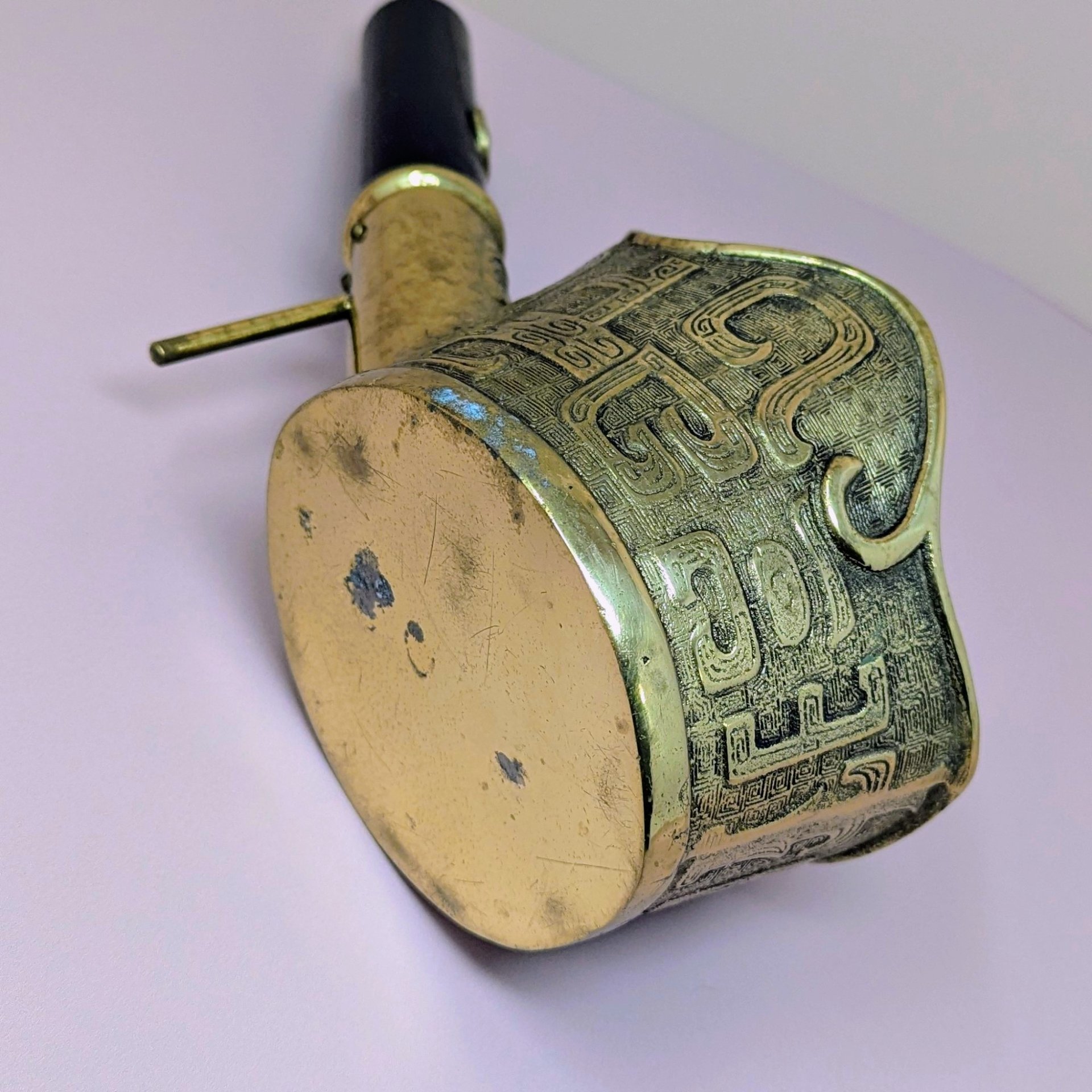 1950 Chinese Brass Silk Iron – Mid-century Living Room Global Decor