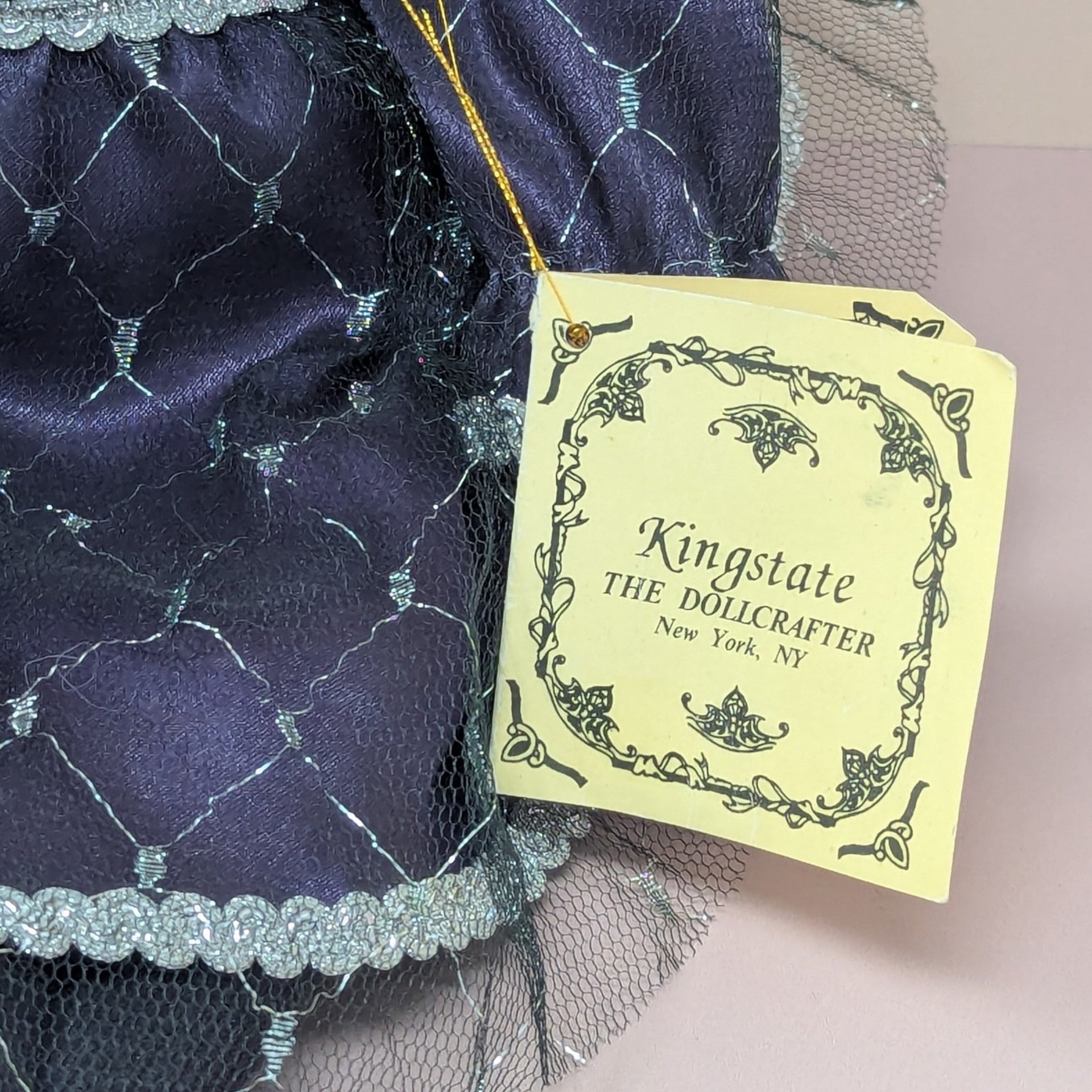 Vintage Kingstate Porcelain Harlequin – Purple & Silver Jester Doll