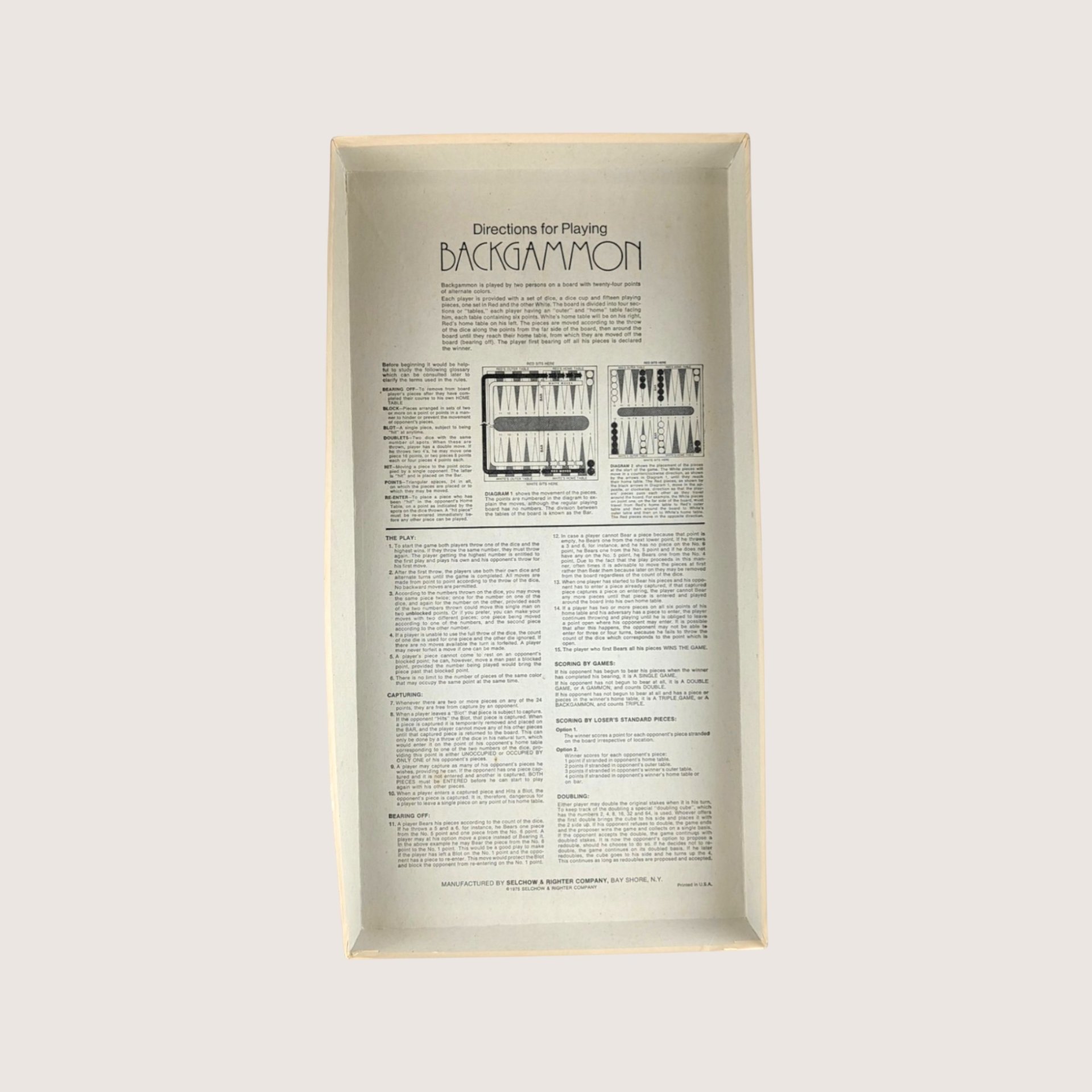 1975 Selchow and Righter Backgammon Game