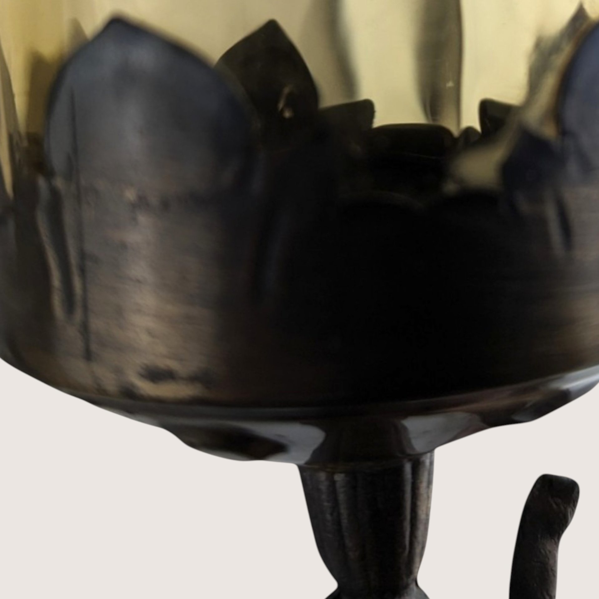 Vintage Cherub Candle Holder: Brass and Marble Amber Glass Votive