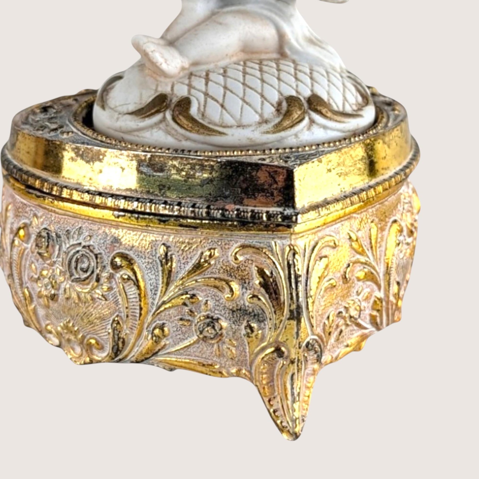 1970s Hollywood Regency Cherub Trinket Box 