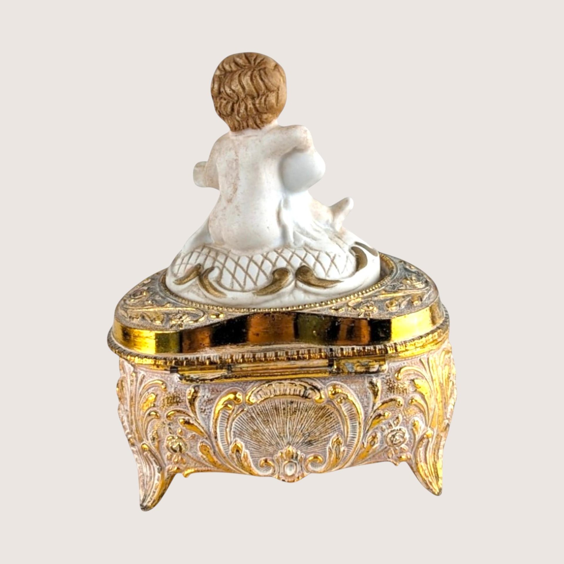 1970s Hollywood Regency Cherub Trinket Box 