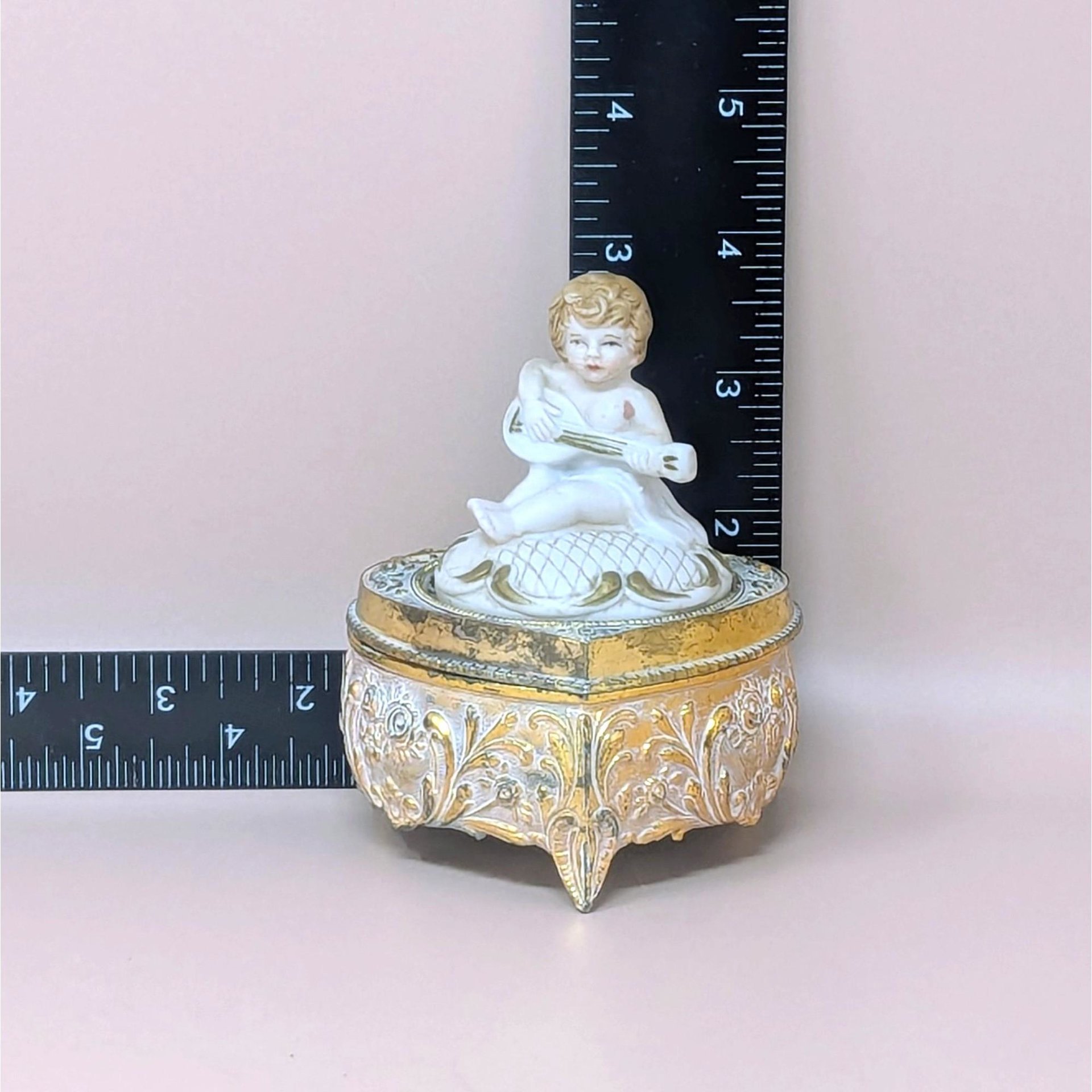 Vintage Gilt Cherub Trinket Box 