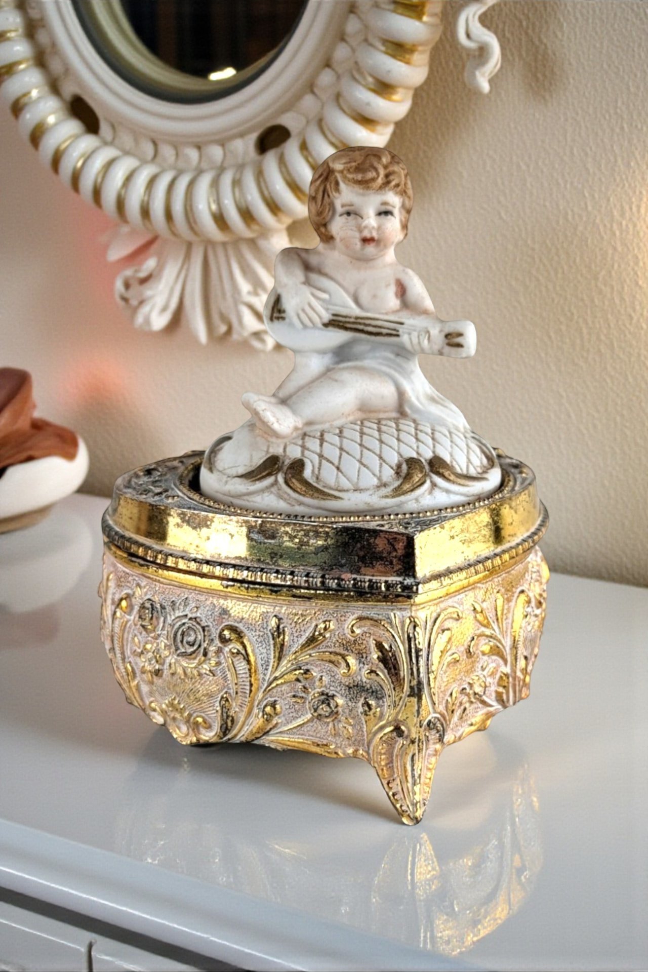 Vintage Cherub Trinket Box
