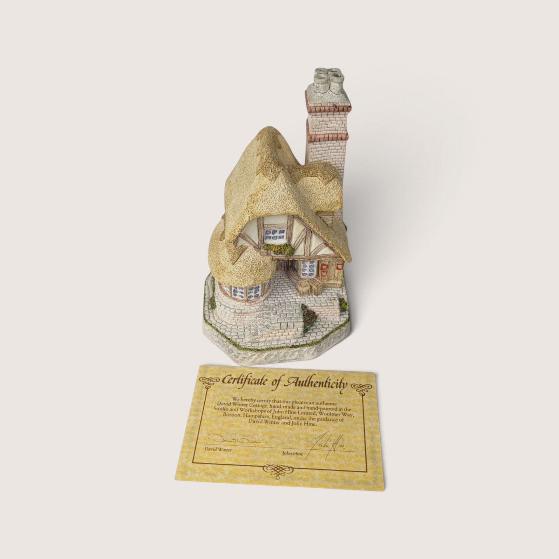 Signed Vintage David Winter Cottage: Audrey's Tea Room Miniature Sculpture