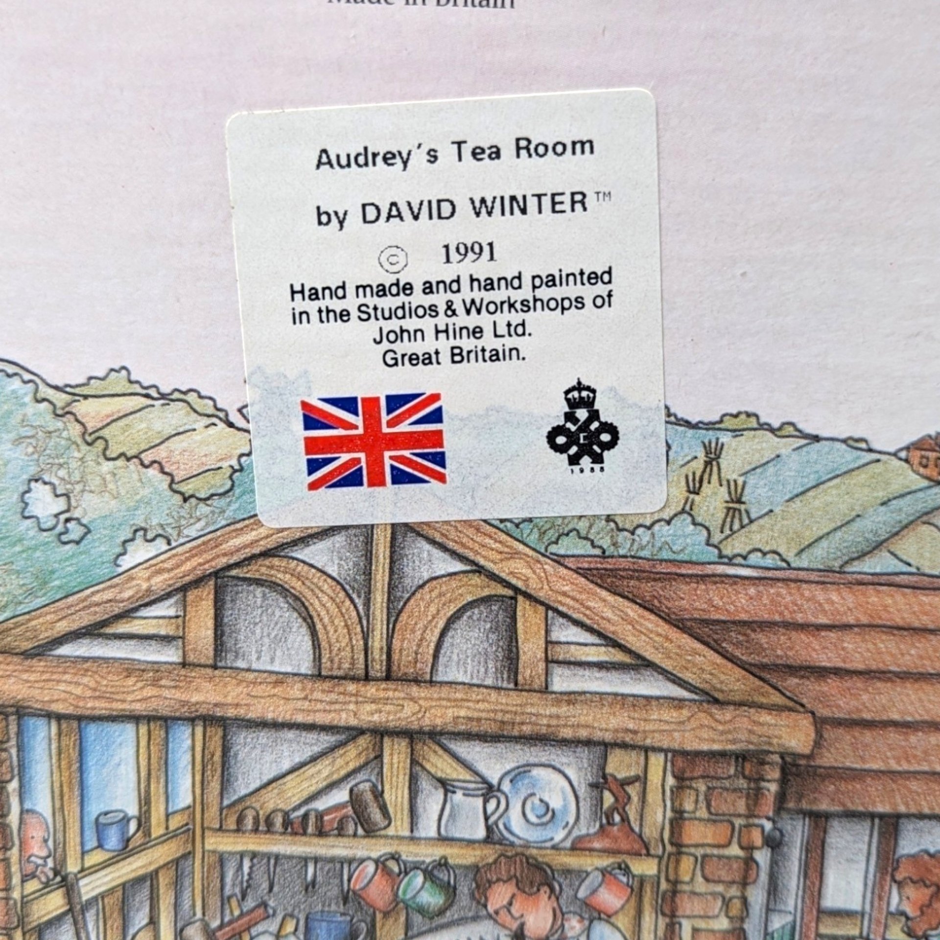 Signed Vintage David Winter Cottage: Audrey's Tea Room Miniature Sculpture