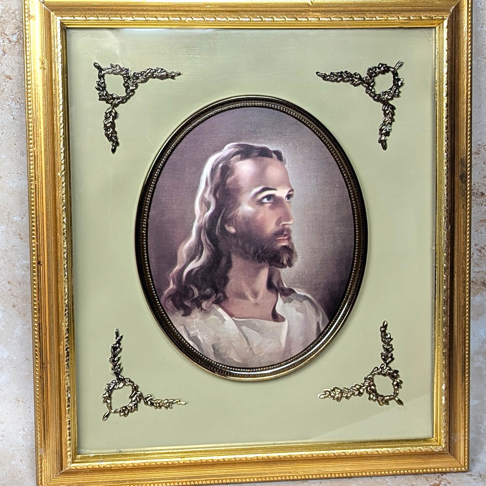 1950s Turner Framed Head of Christ Portrait Print
