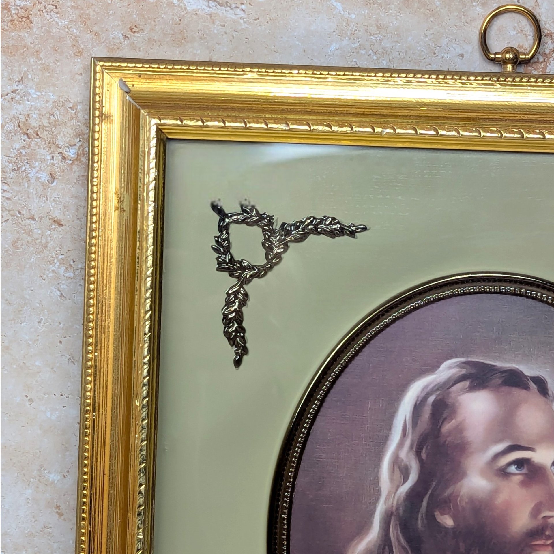 1950s Turner Framed Head of Christ Portrait Print