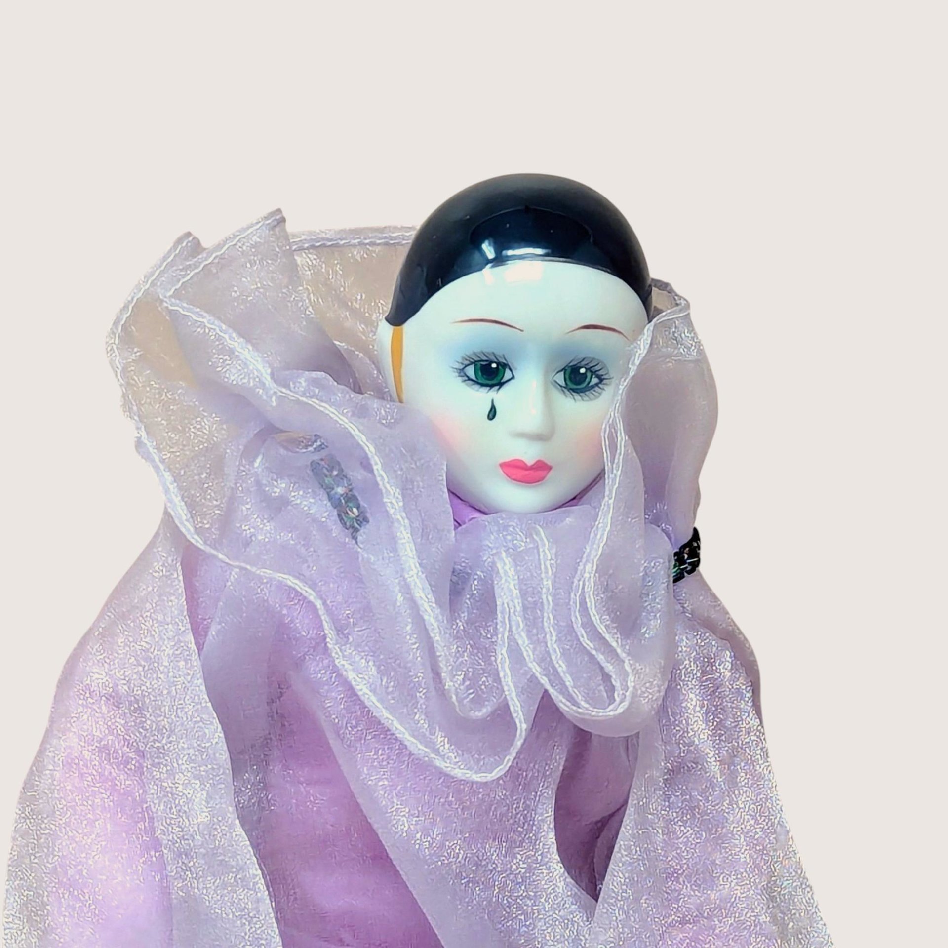 1980s Pink Pierrot Porcelain Clown Doll