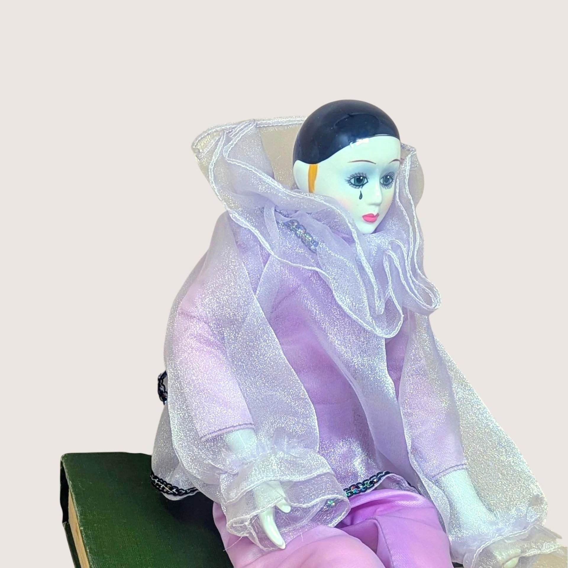 1980s Pink Pierrot Porcelain Clown Doll