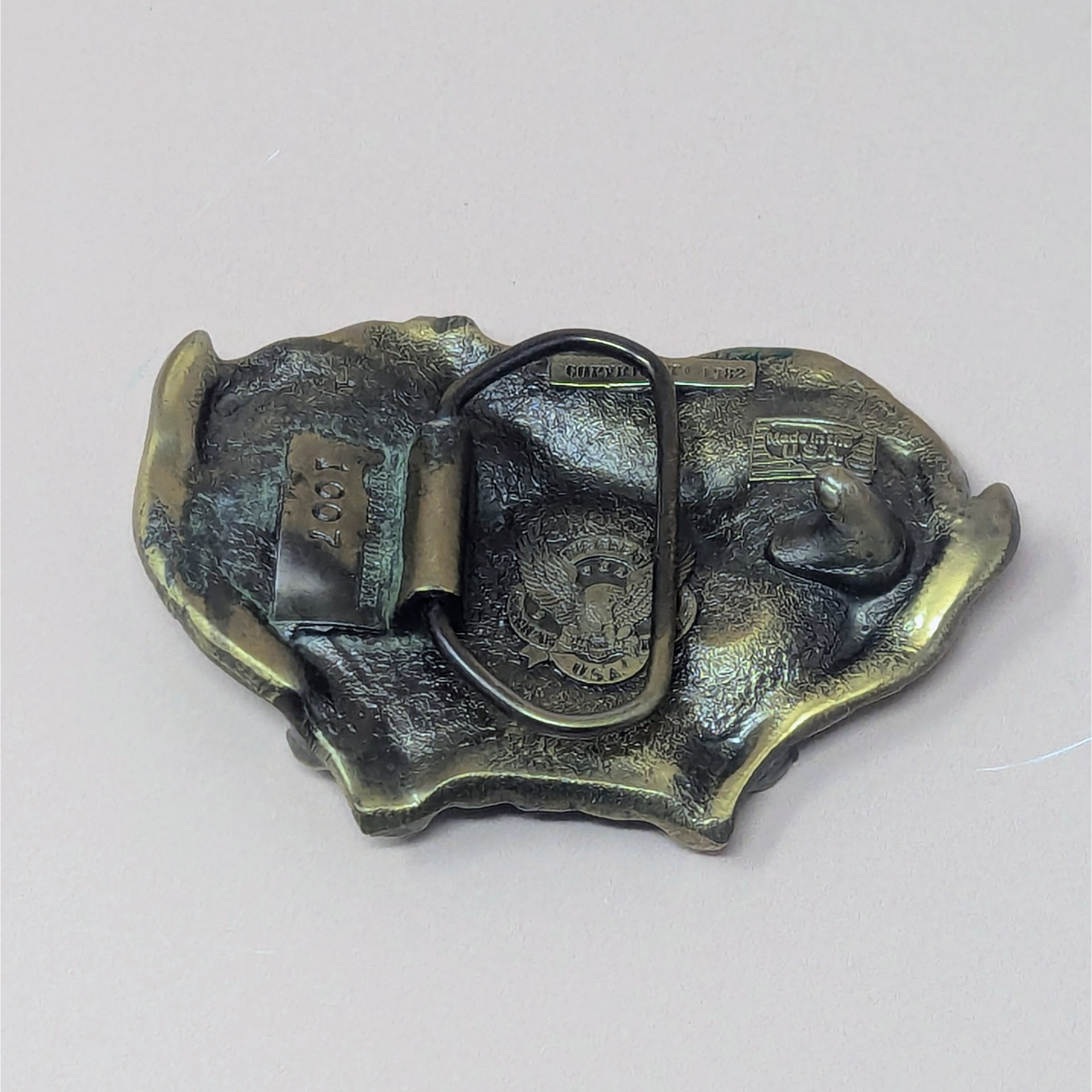 1982 Great American Buckle Co Leaping Deer Belt Buckle