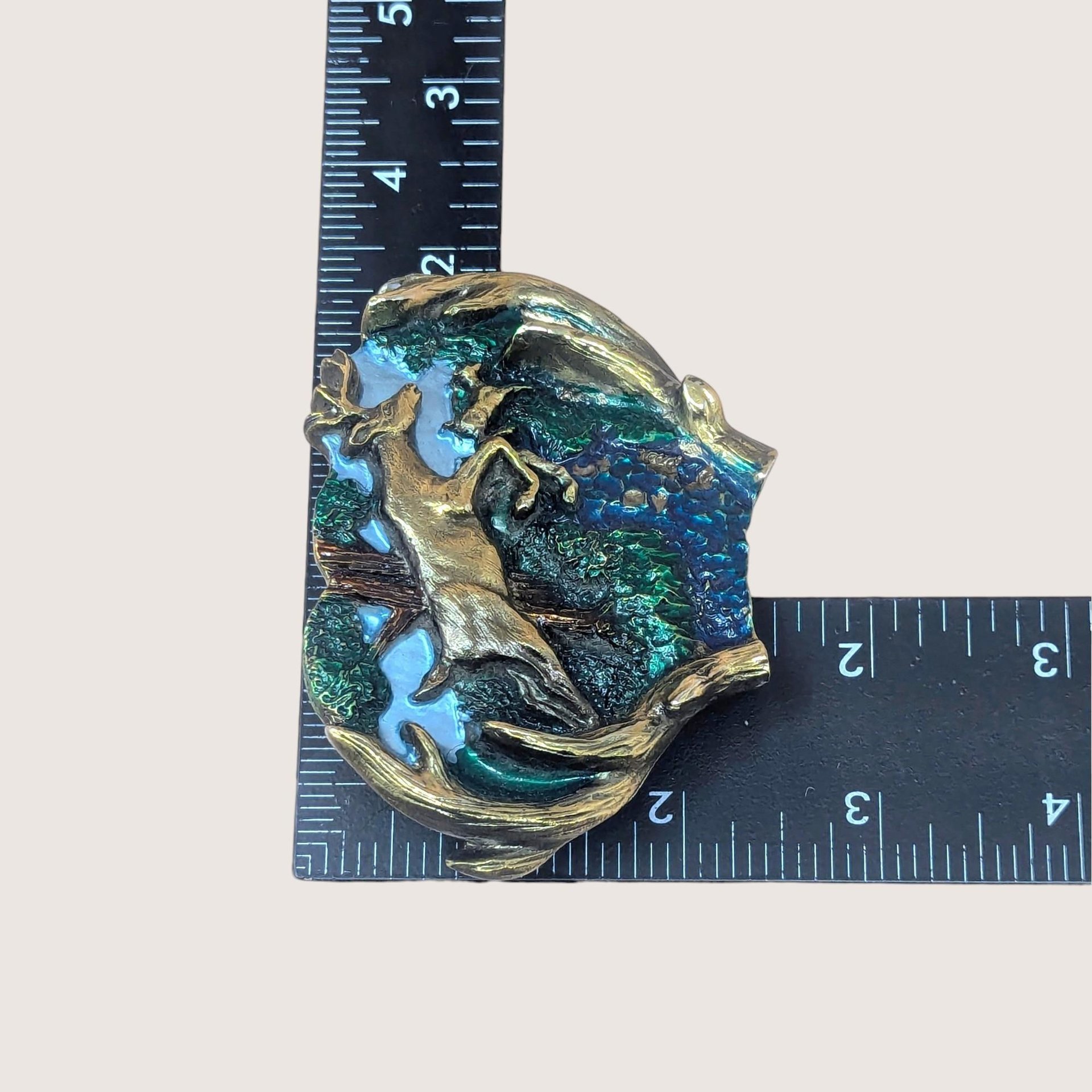 1982 Great American Buckle Co Leaping Deer Belt Buckle