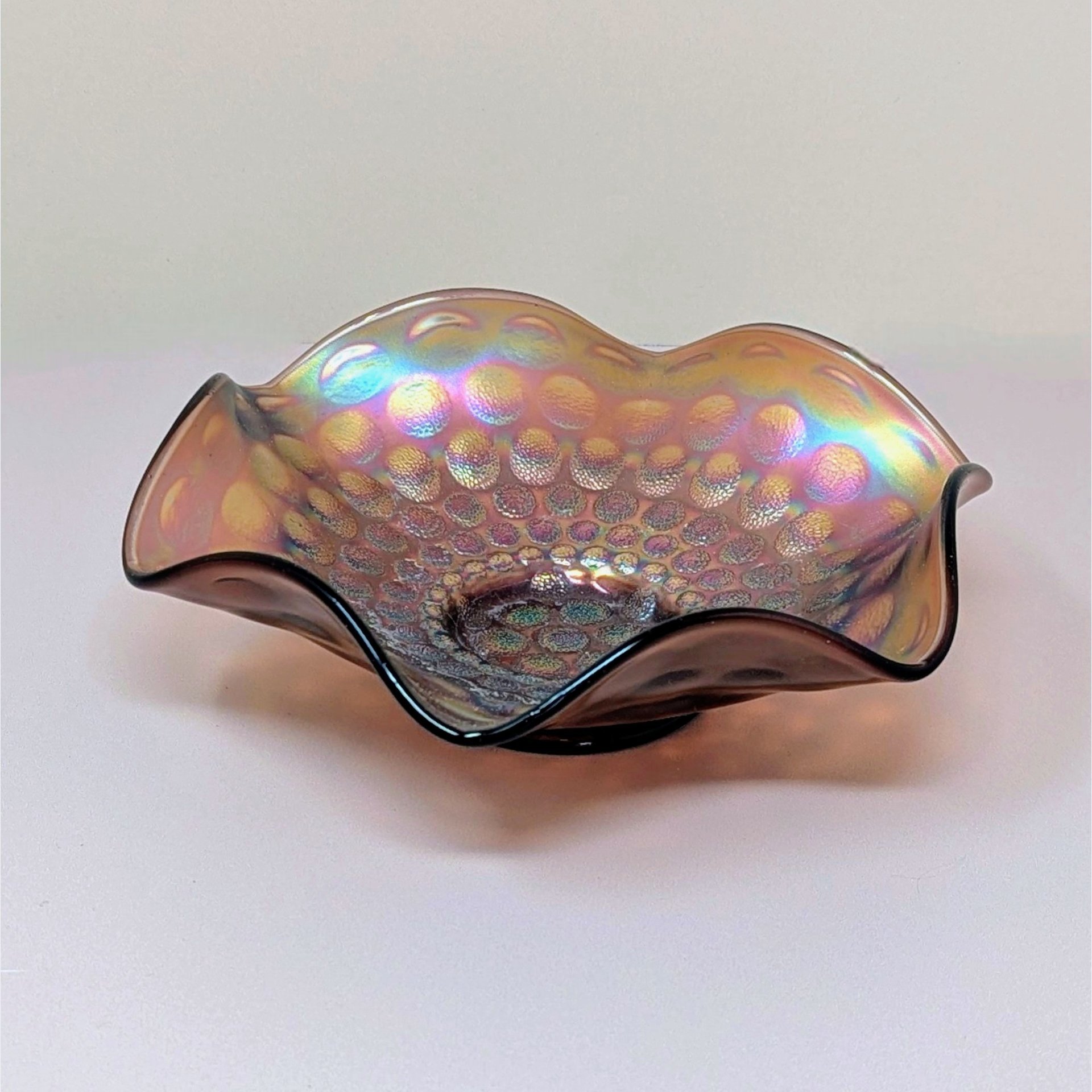 1940 Fenton Coin Dot Bowl – 1940s Iridescent Period Artifact