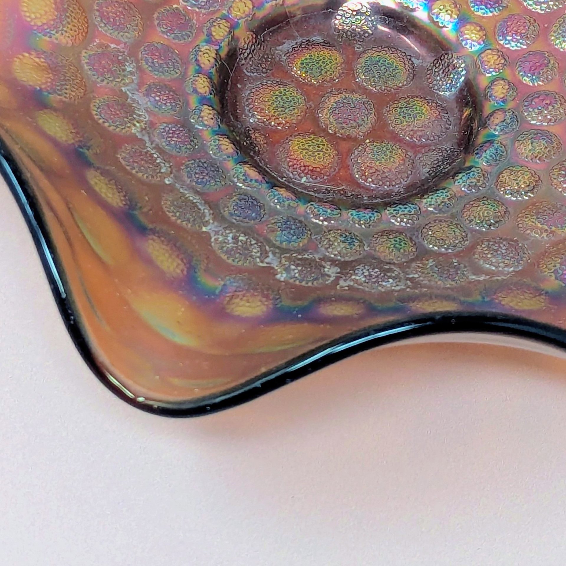 1940 Fenton Coin Dot Bowl – 1940s Iridescent Period Artifact