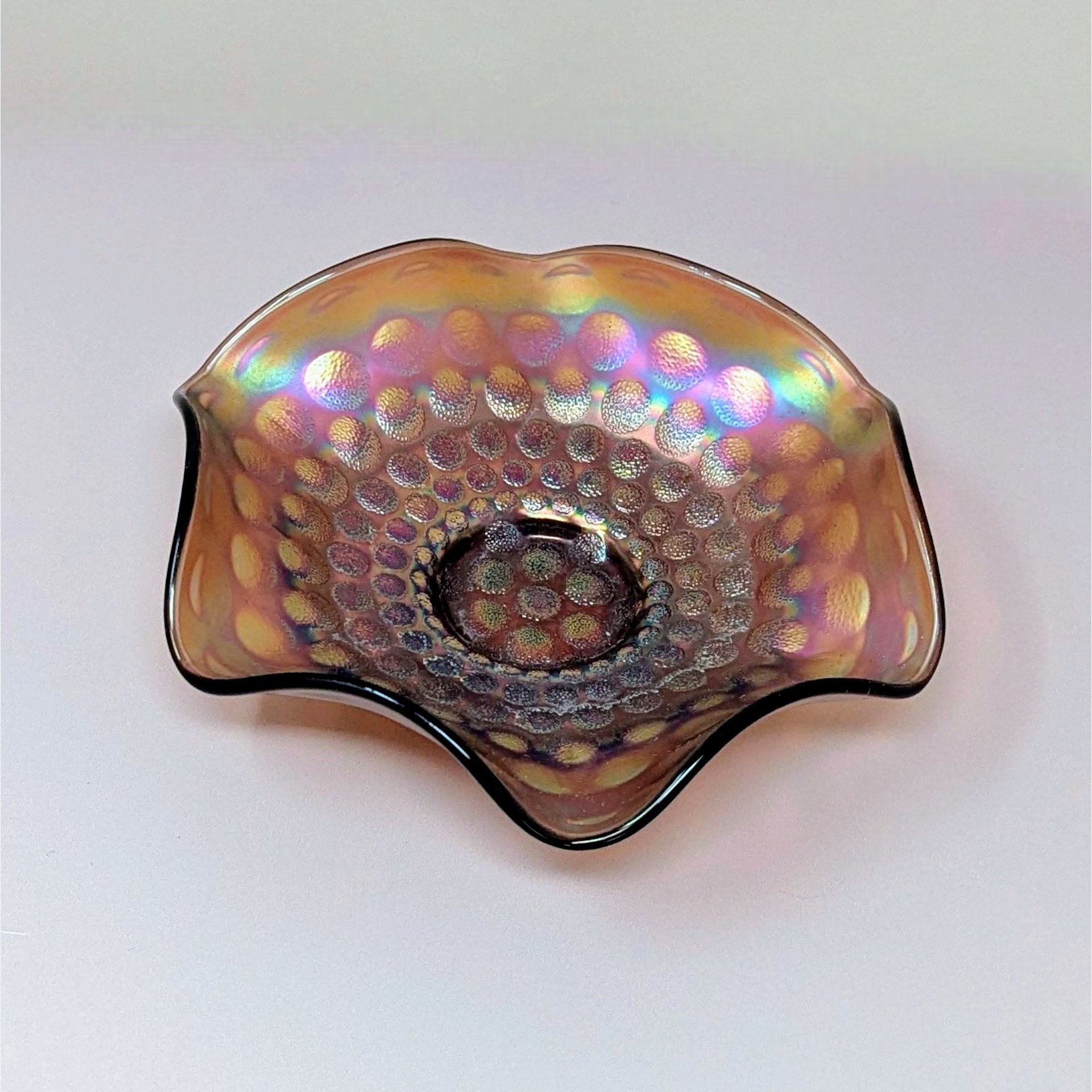 1940 Fenton Coin Dot Bowl – 1940s Iridescent Period Artifact