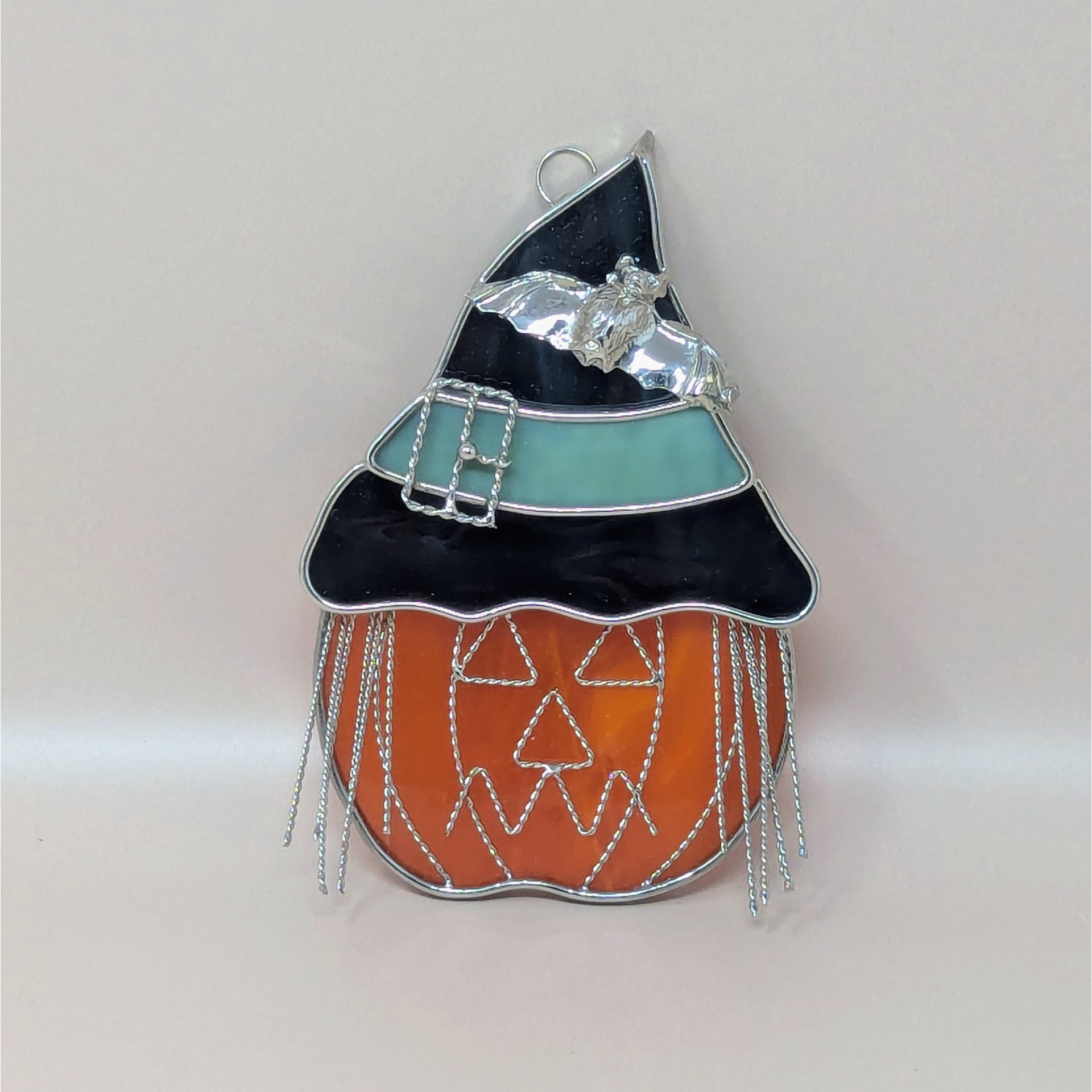 1990s Stained Glass Pumpkin – Halloween Decor
