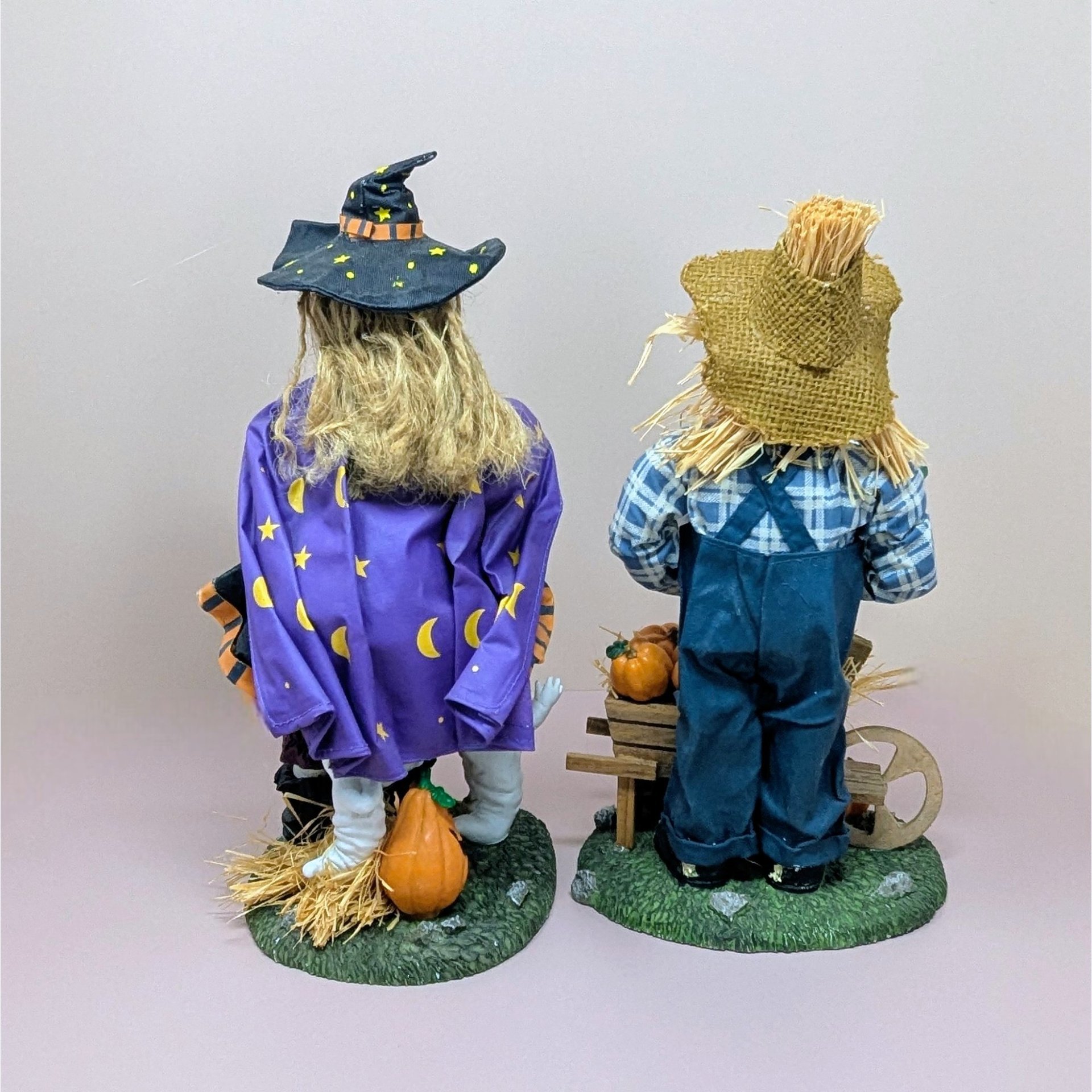 1996 Halloween Pair – 1990s Fabric Mache Autumn Decor