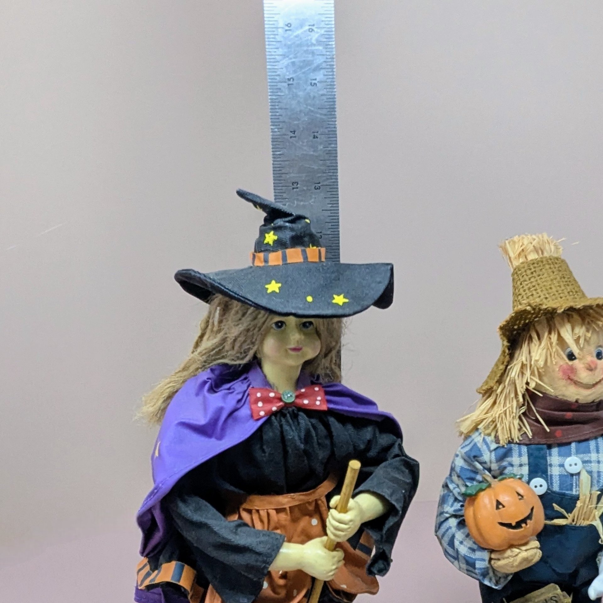 1996 Halloween Pair – 1990s Fabric Mache Autumn Decor