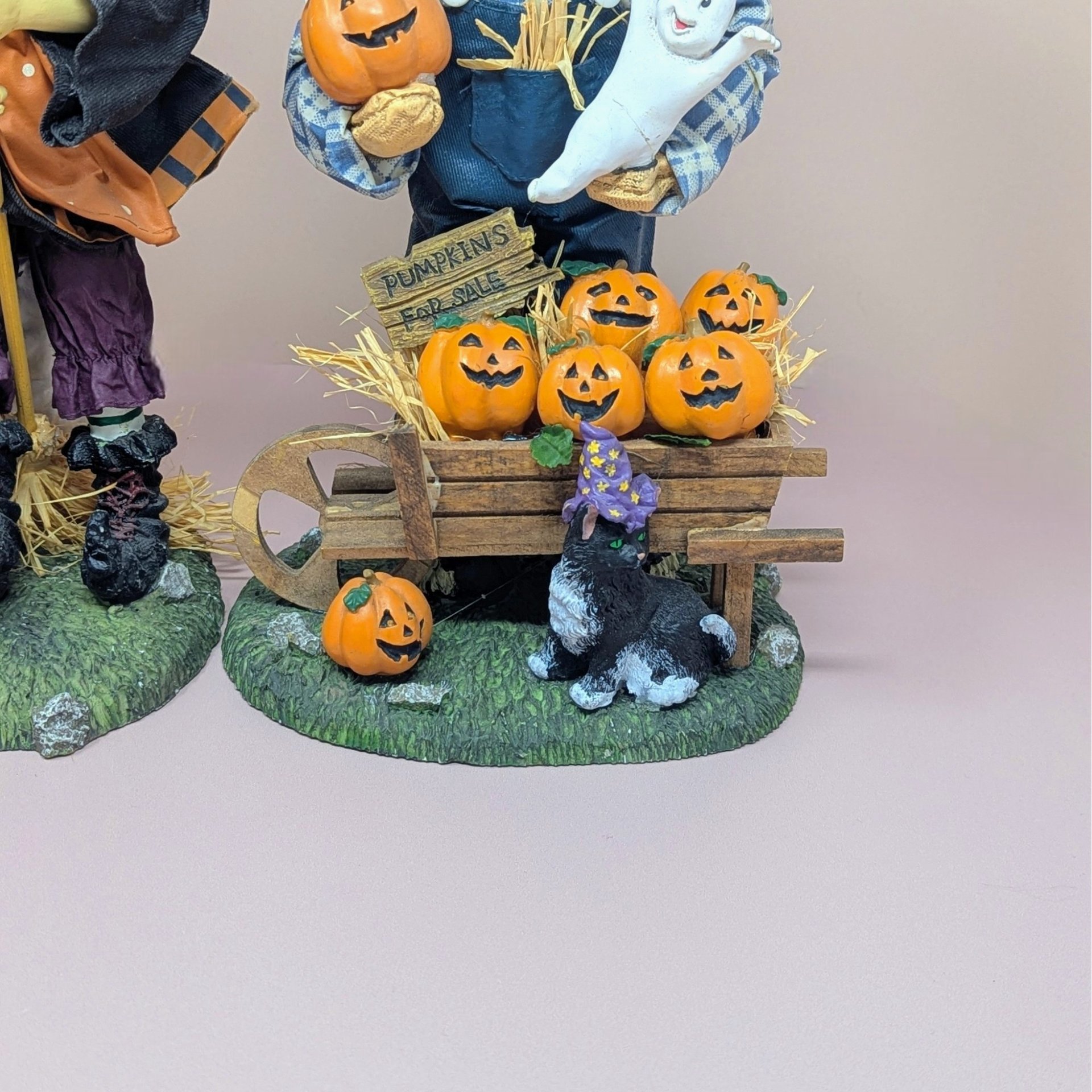 1996 Halloween Pair – 1990s Fabric Mache Autumn Decor