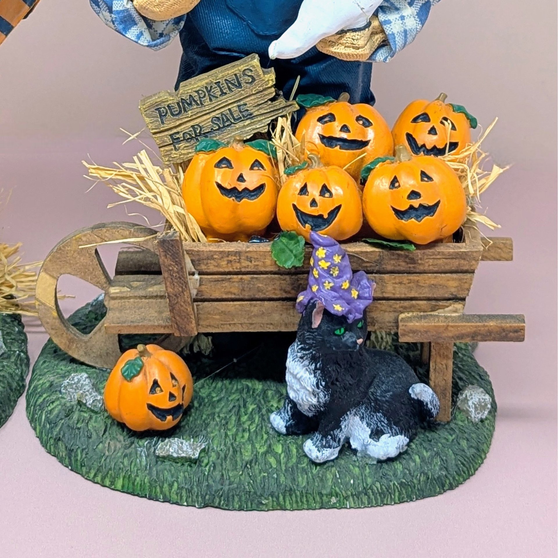 1996 Halloween Pair – 1990s Fabric Mache Autumn Decor