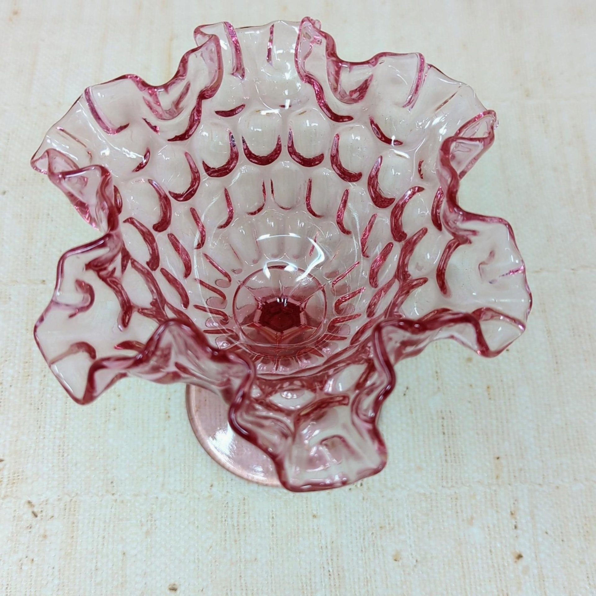 Fenton: Thumbprint Pedestal – Whimsical Pink Glassware