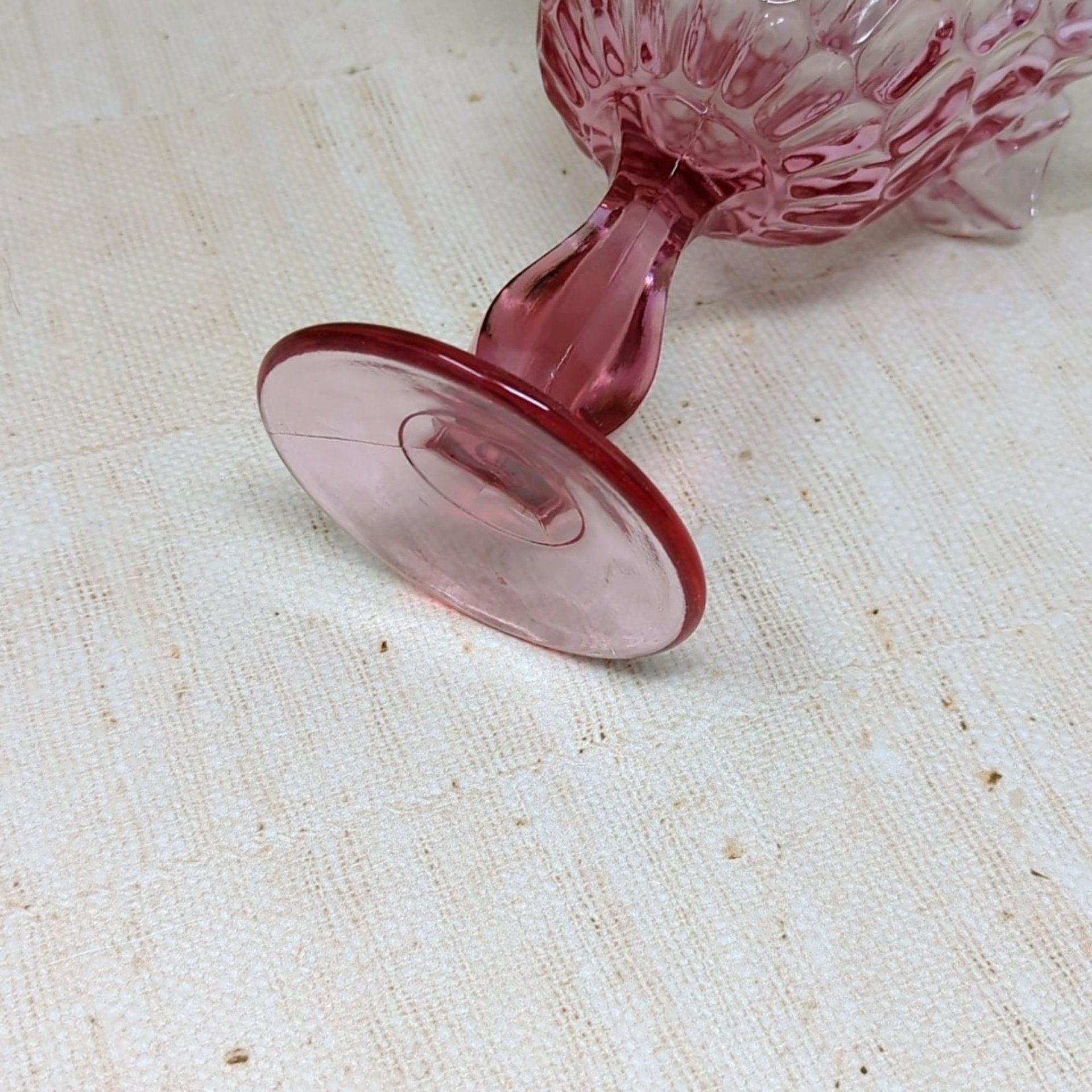 Fenton: Thumbprint Pedestal – Whimsical Pink Glassware