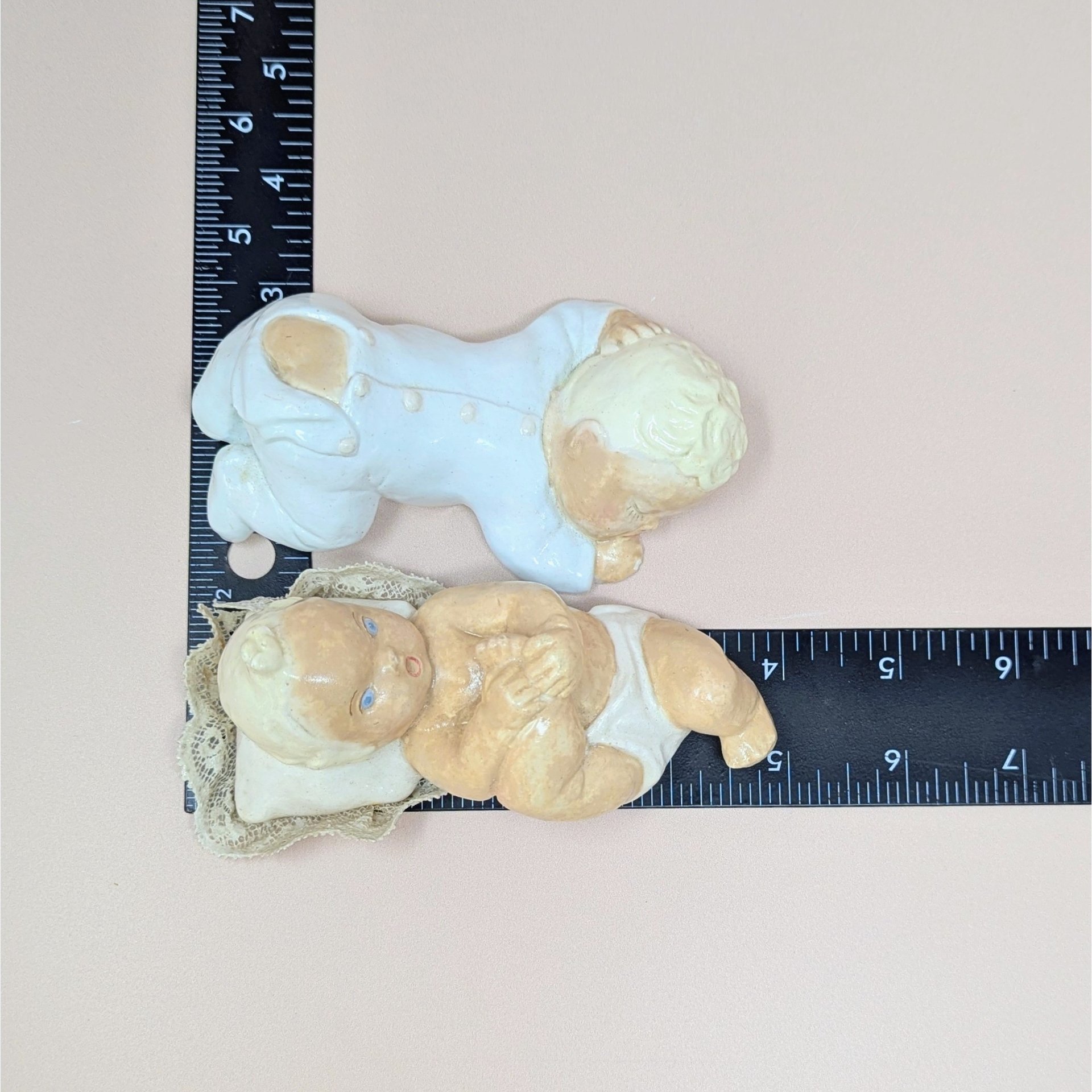 Vintage Chalkware Baby Figurine Pair